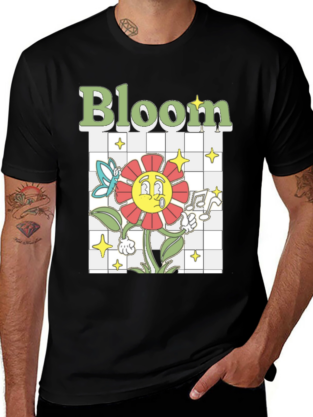 Bloom Graphic Tee - Retro Cartoon Flower T-Shirt