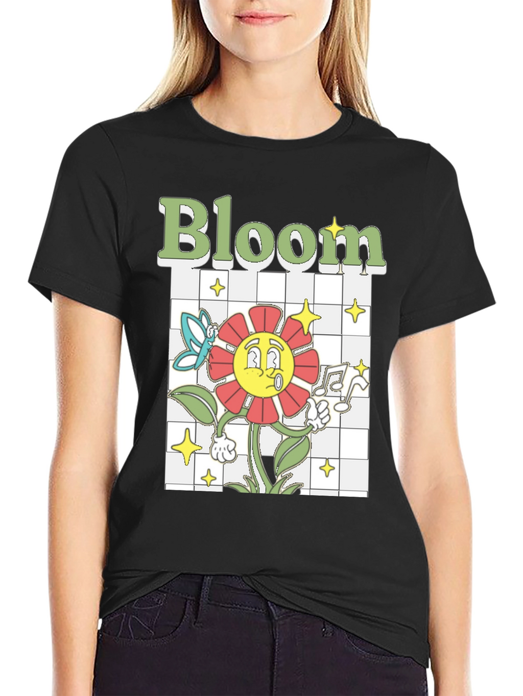 Bloom Graphic Tee - Retro Cartoon Flower T-Shirt