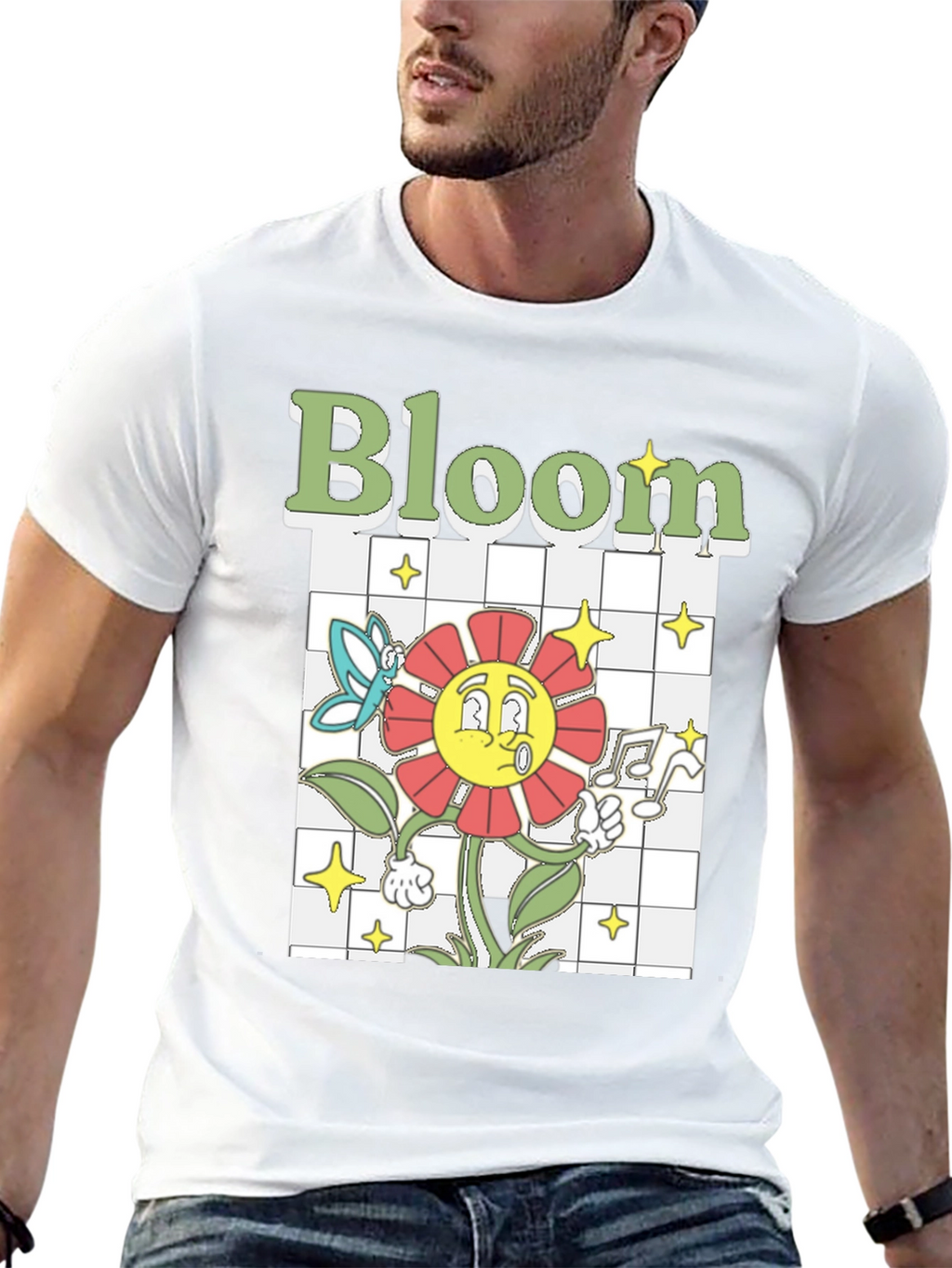 Bloom Graphic Tee - Retro Cartoon Flower T-Shirt