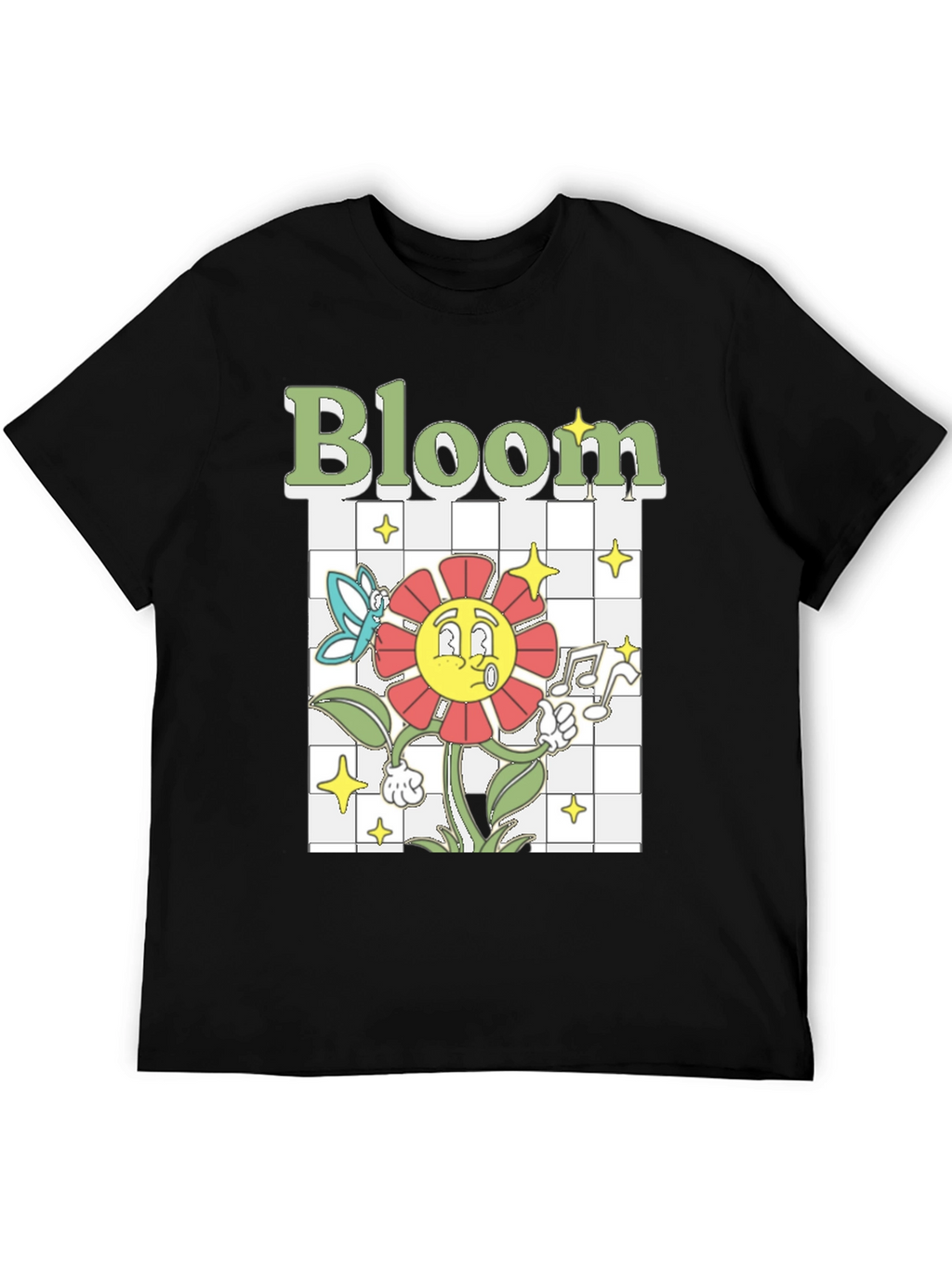 Bloom Graphic Tee - Retro Cartoon Flower T-Shirt