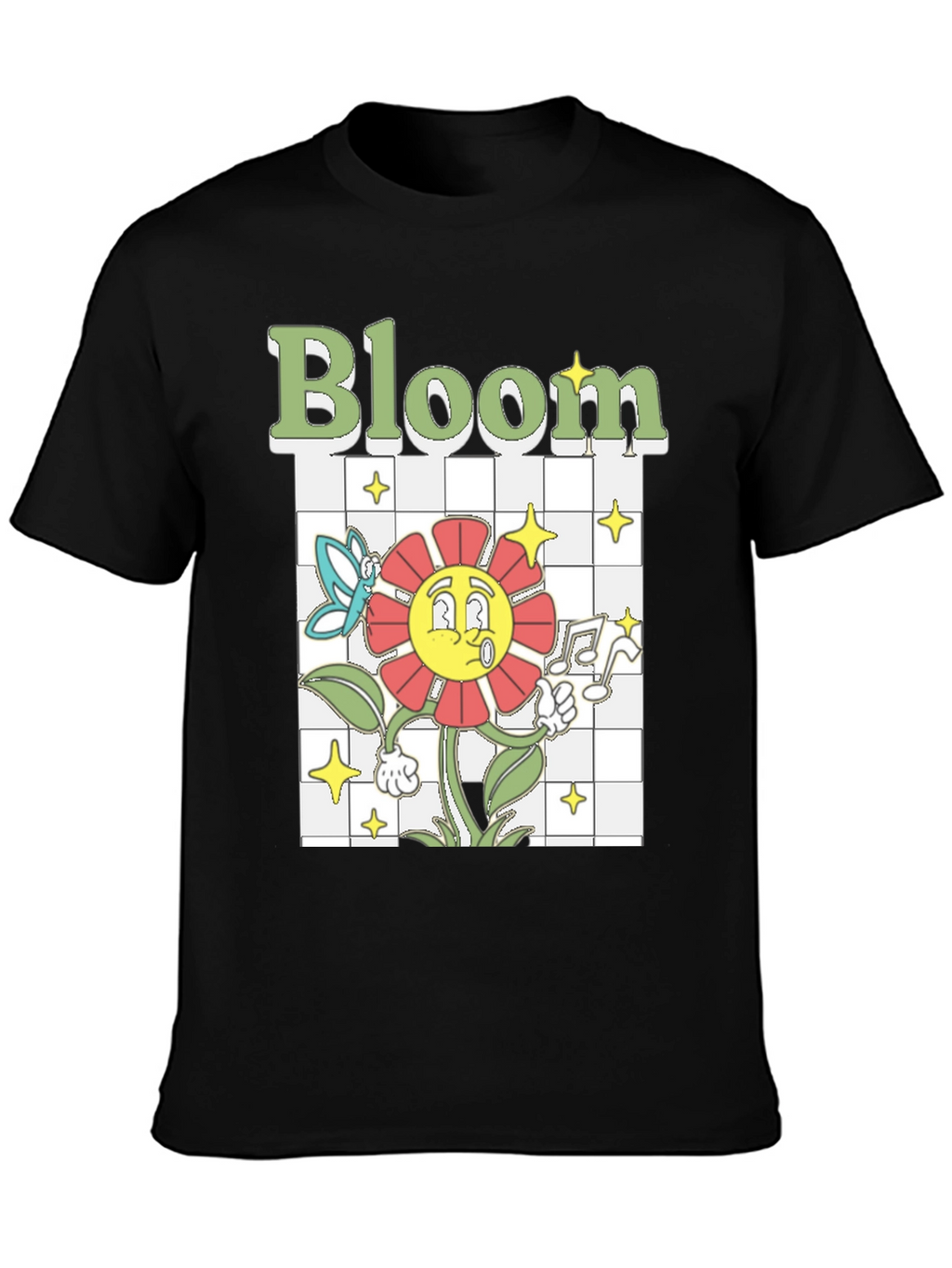 Bloom Graphic Tee - Retro Cartoon Flower T-Shirt