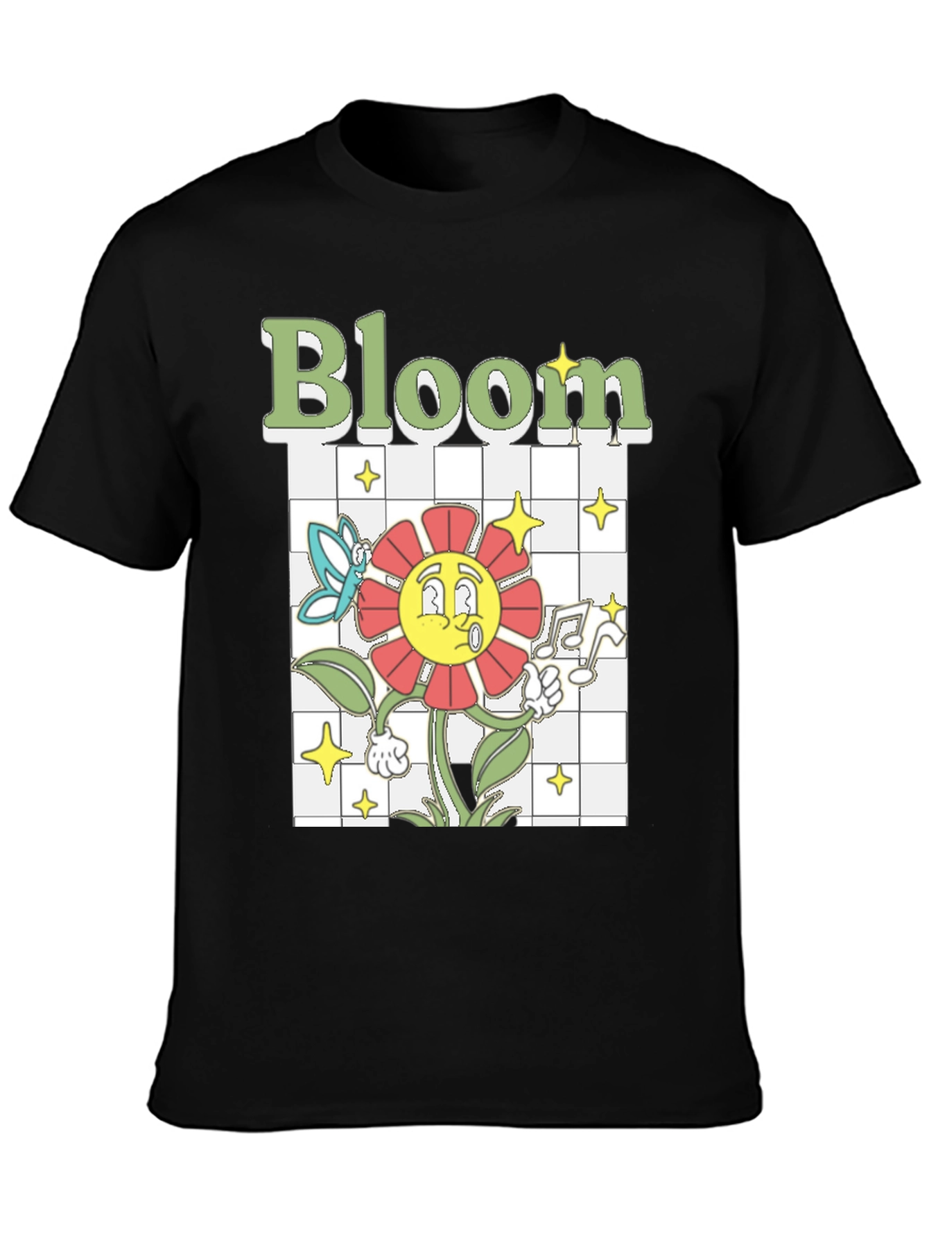 Bloom Graphic Tee - Retro Cartoon Flower T-Shirt