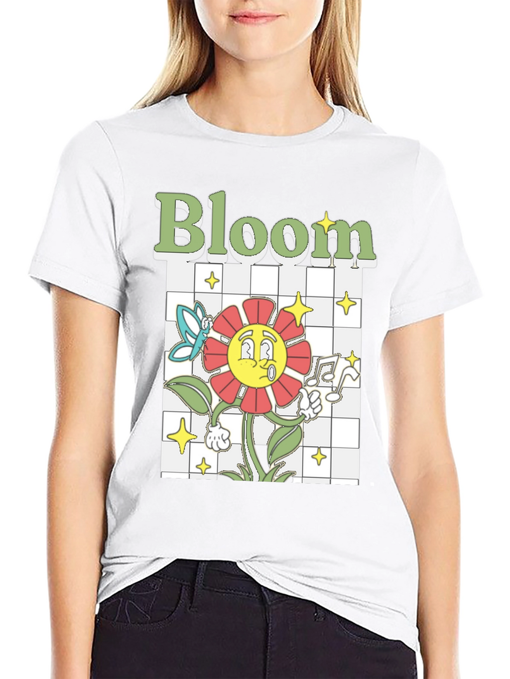 Bloom Graphic Tee - Retro Cartoon Flower T-Shirt