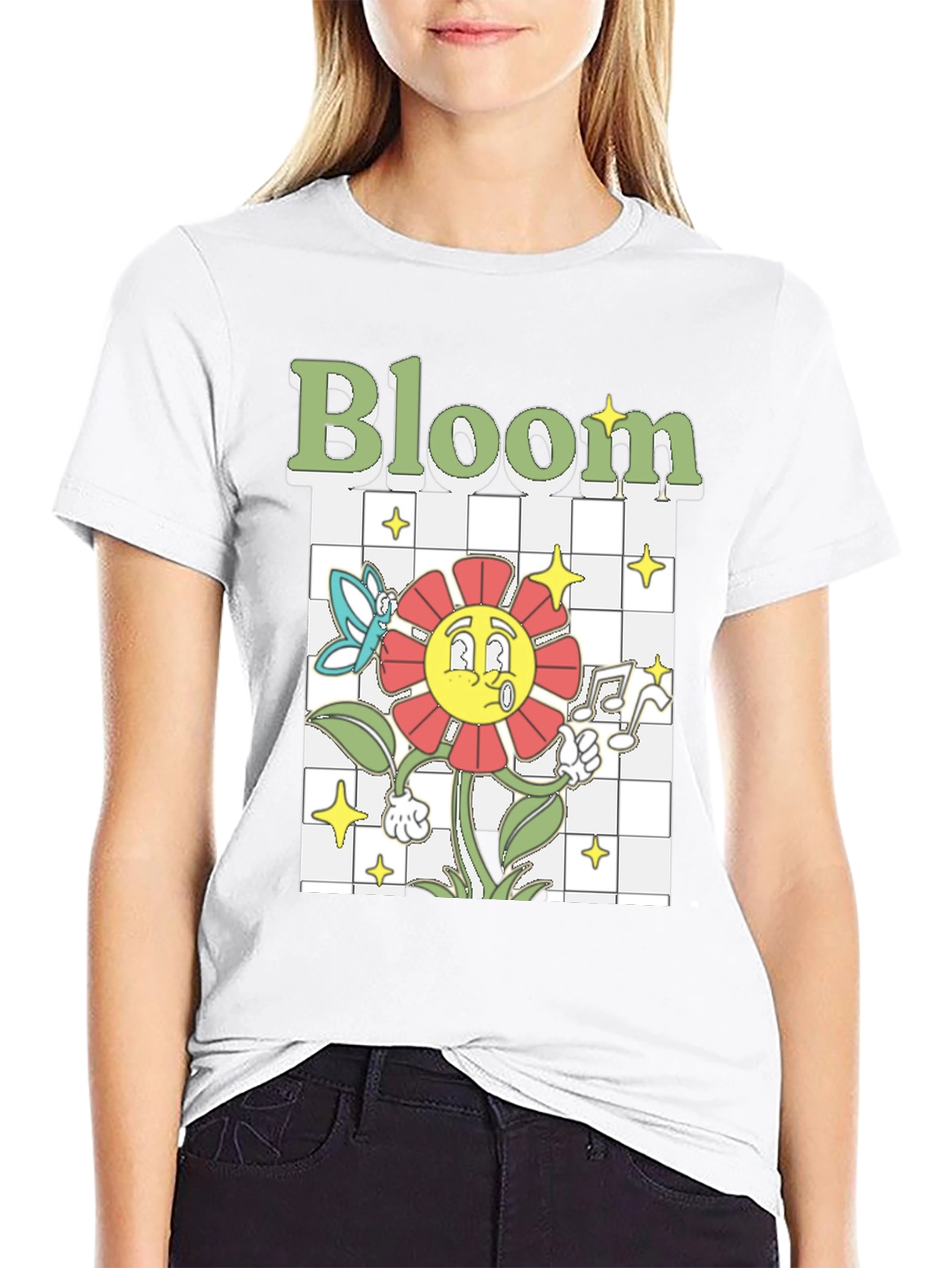 Bloom Graphic Tee - Retro Cartoon Flower T-Shirt