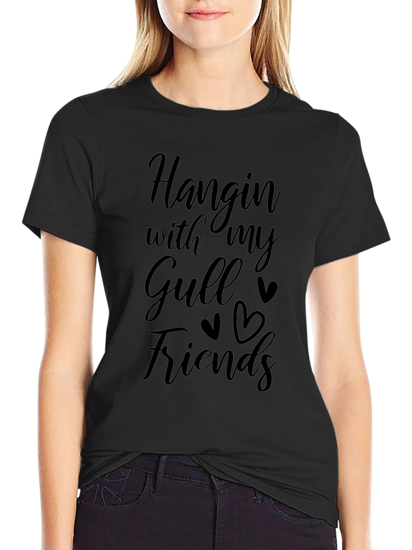 Hangin with my Gull Friends Black T-Shirt