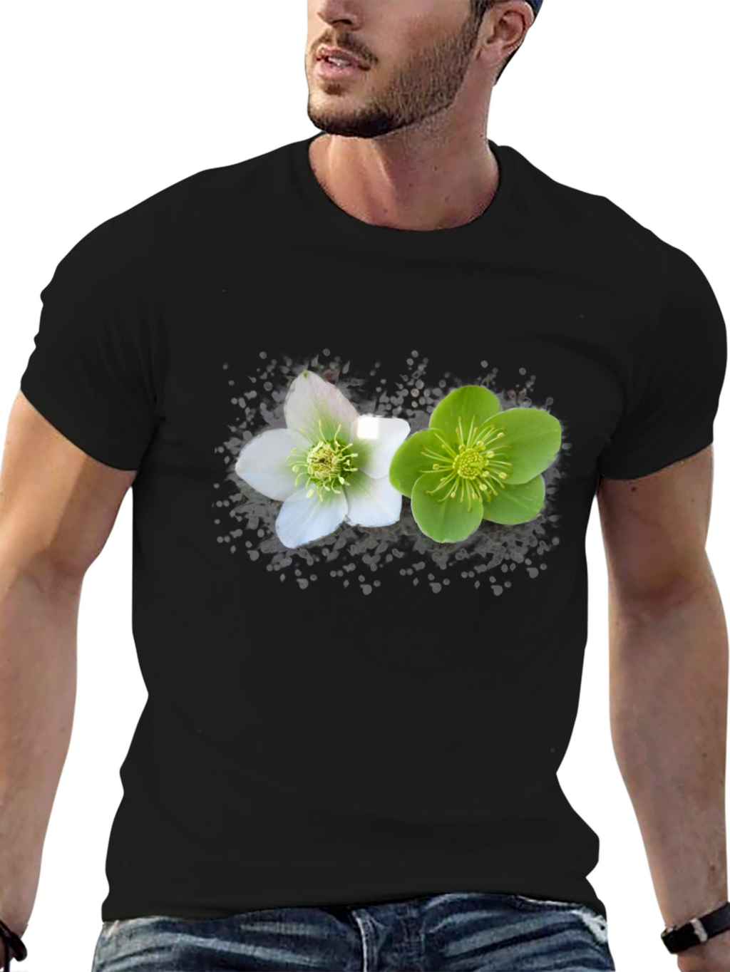 Floral Graphic Black Tee