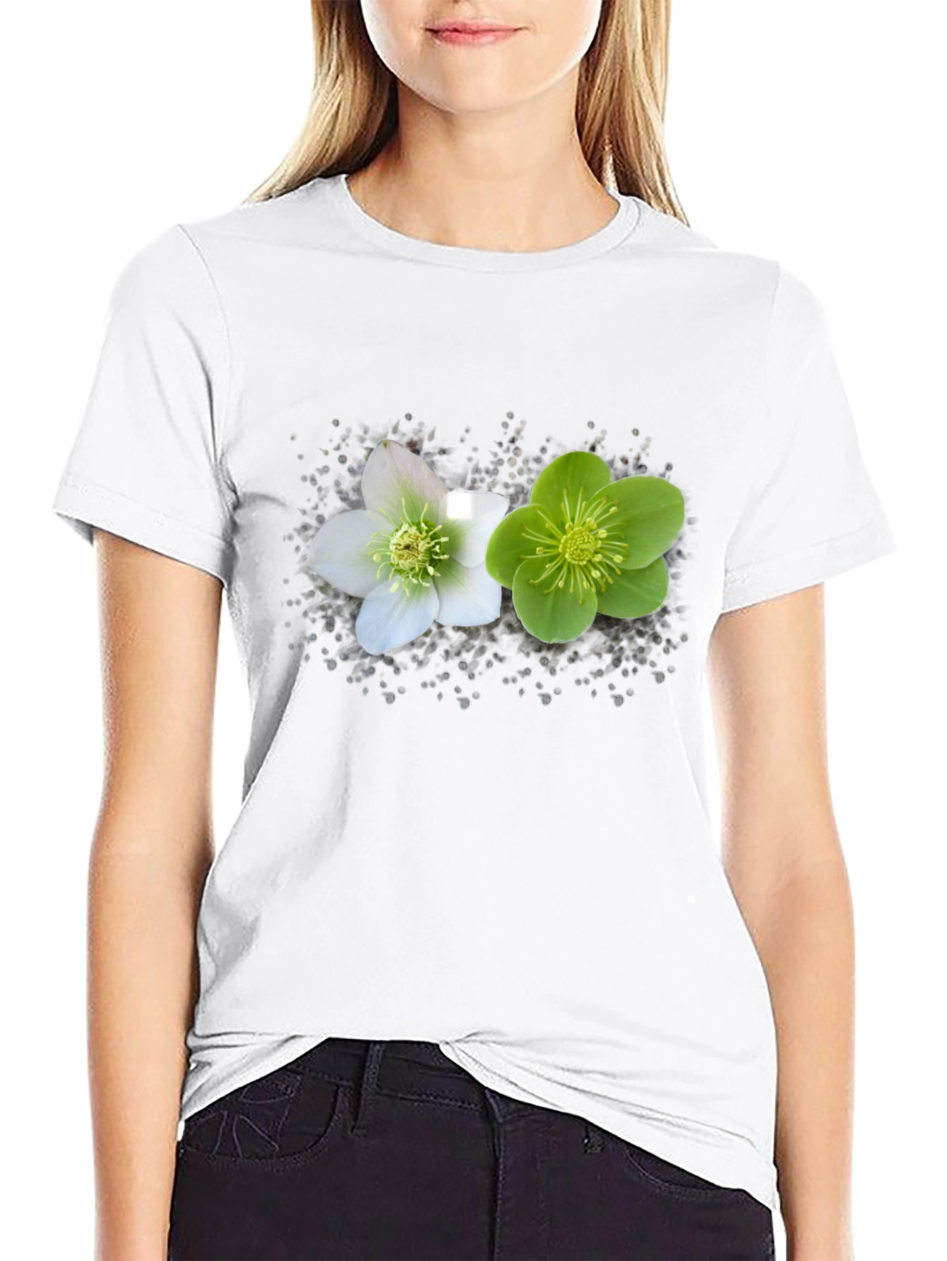 Floral Graphic Black Tee
