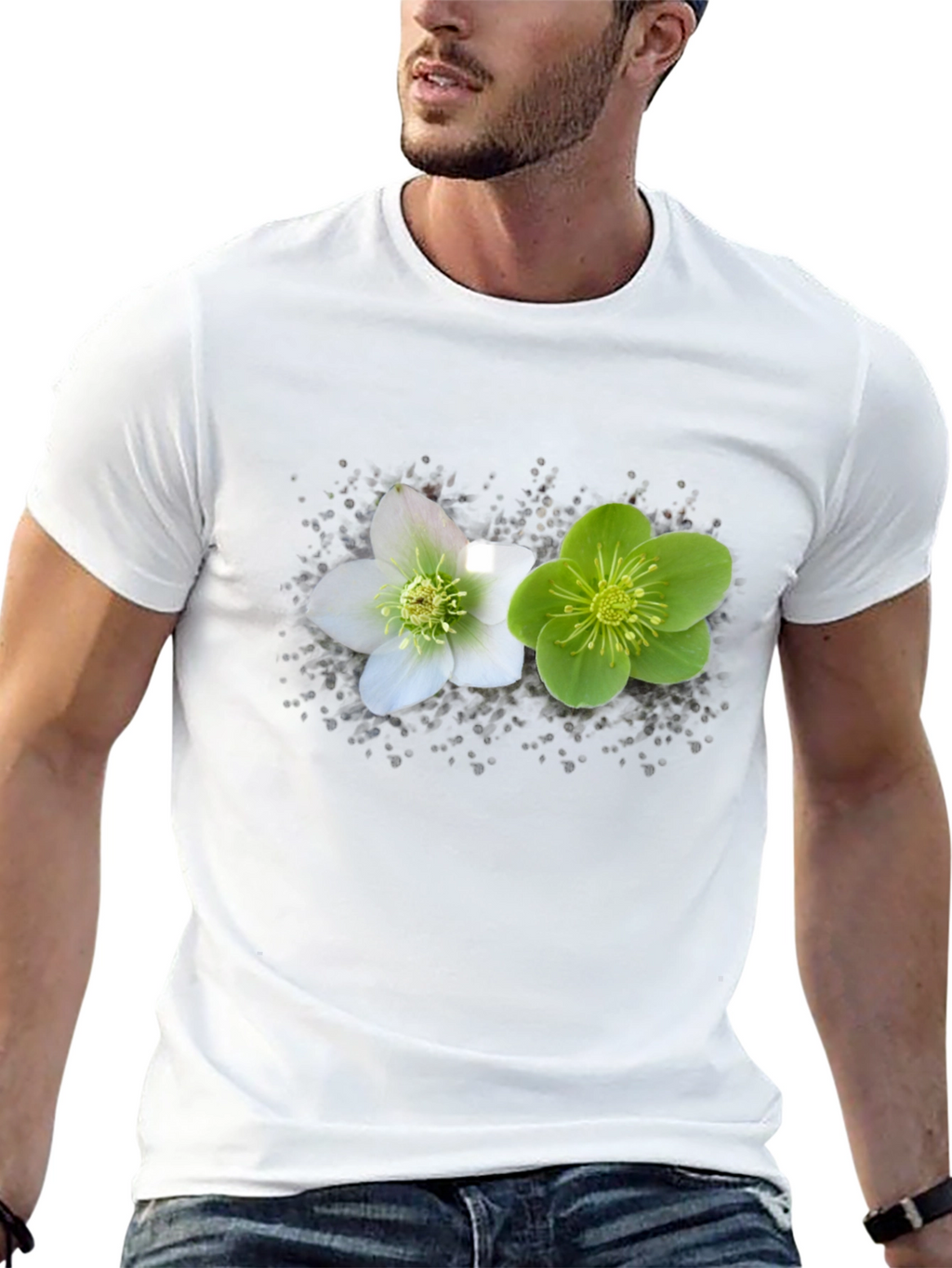 Floral Graphic Black Tee