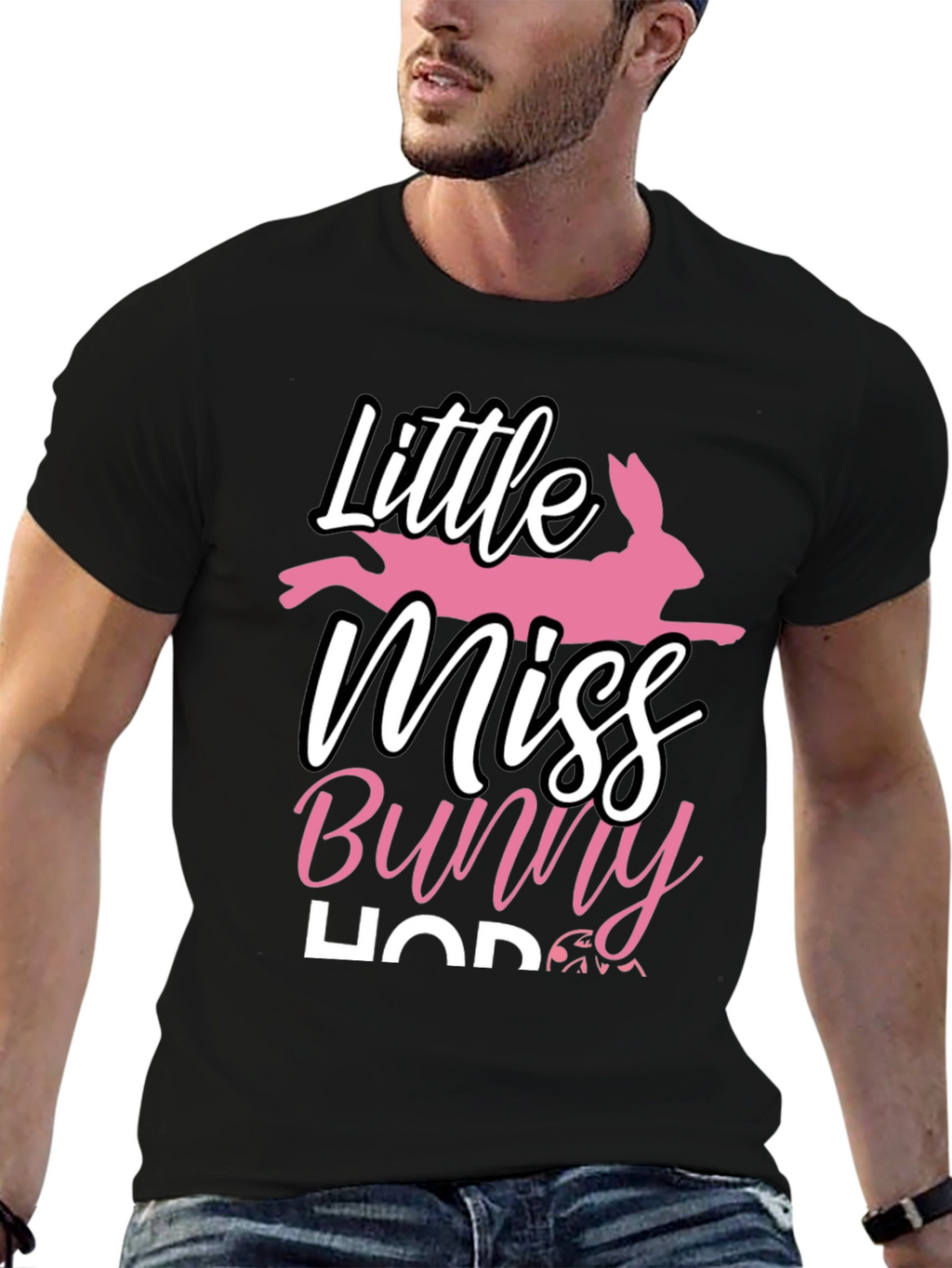 Little Miss Bunny Hop Black T-Shirt