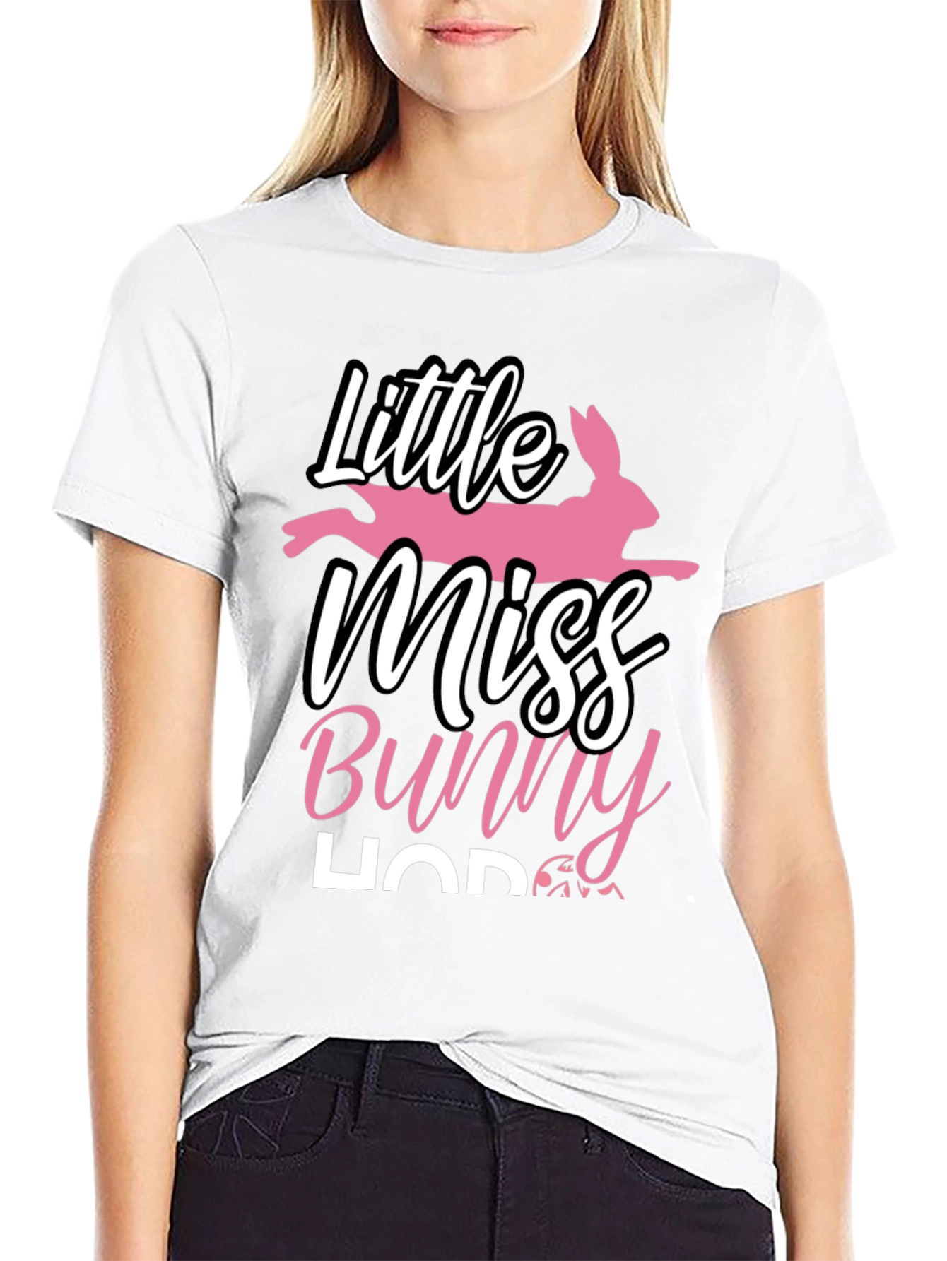 Little Miss Bunny Hop Black T-Shirt