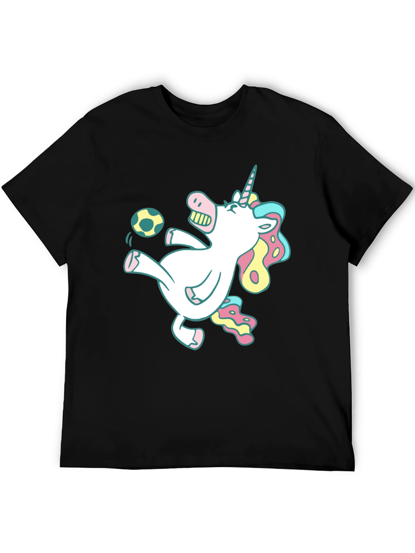Unicorn Soccer T-Shirt - Black Fun Design
