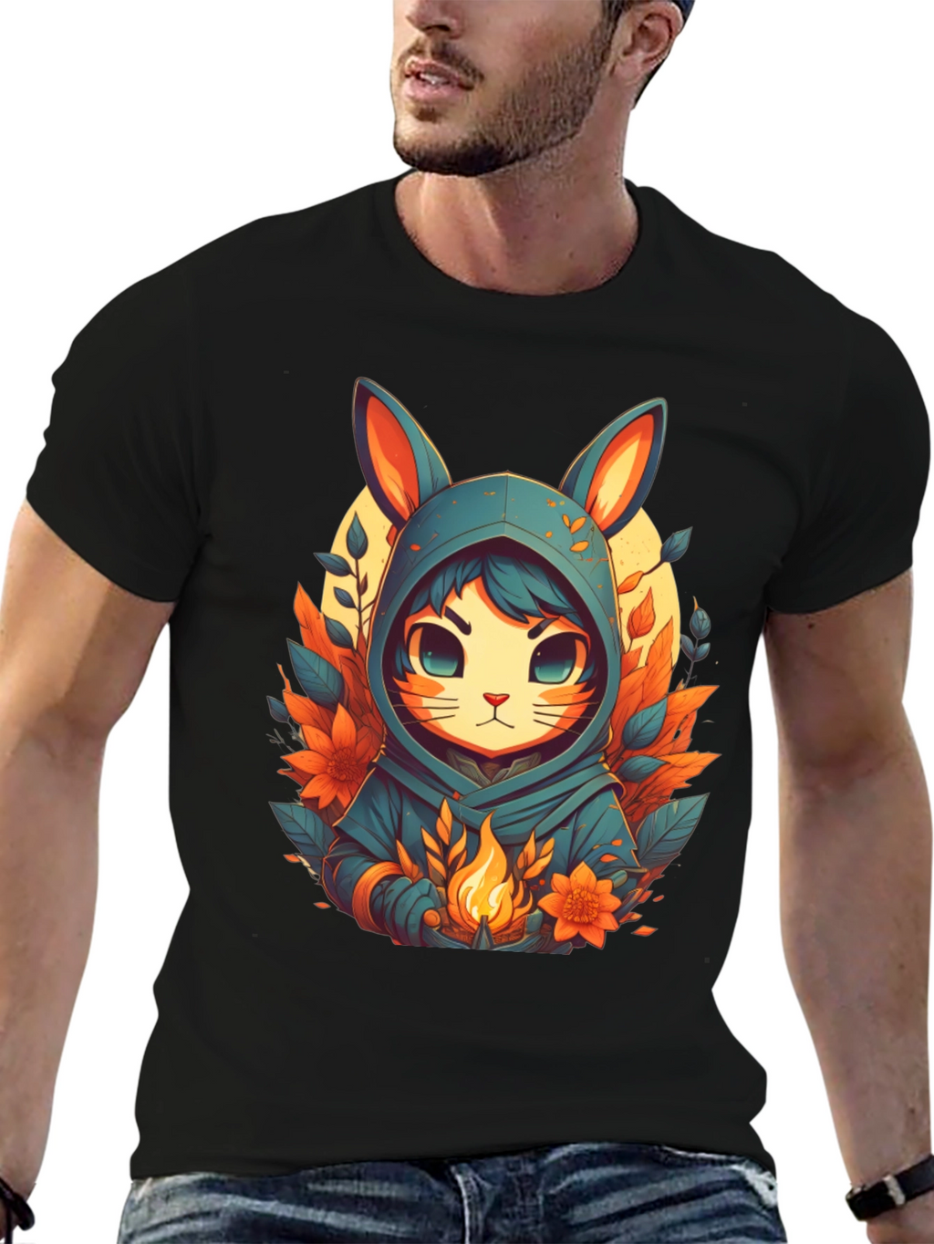 Anime Rabbit Hooded T-Shirt