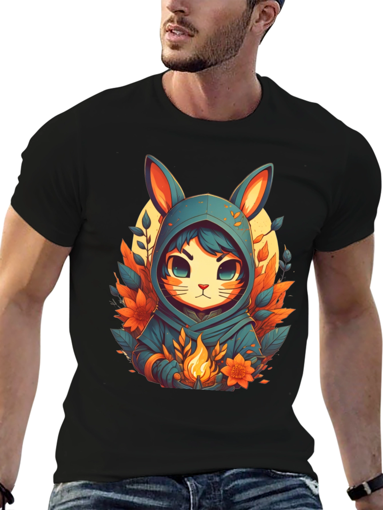 Anime Rabbit Hooded T-Shirt