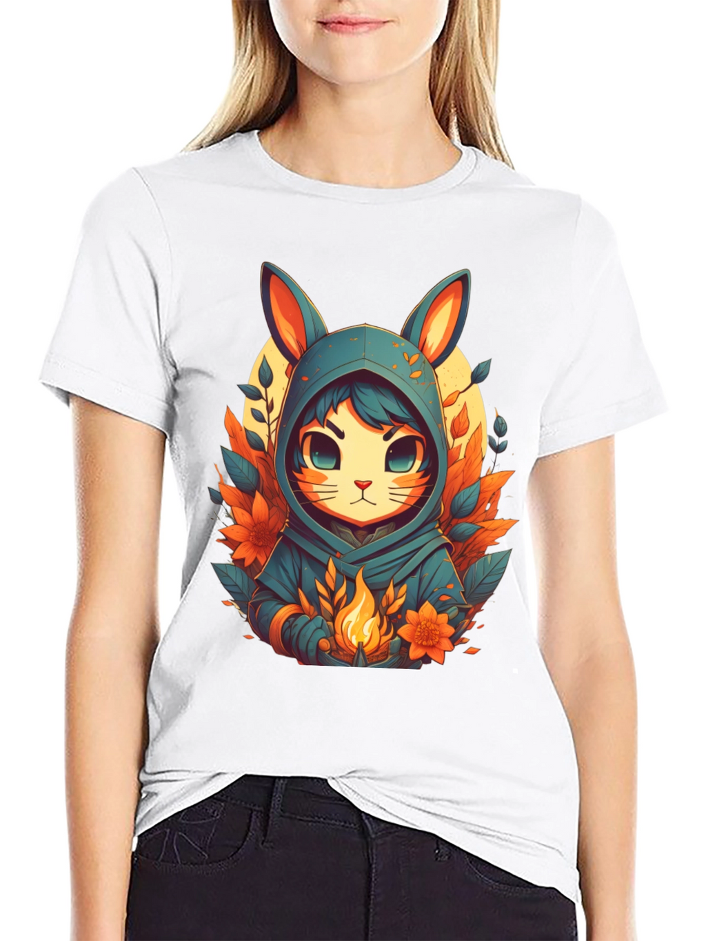 Anime Rabbit Hooded T-Shirt