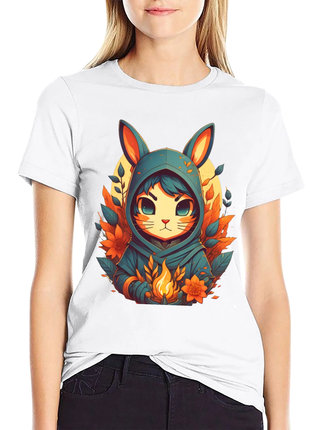 Anime Rabbit Hooded T-Shirt