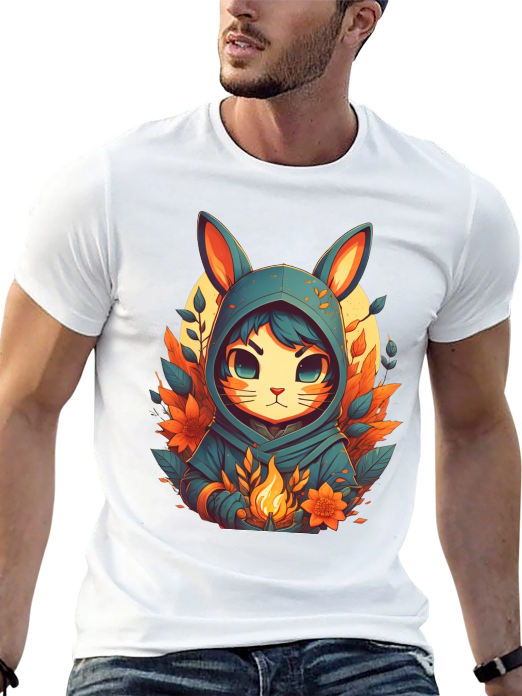 Anime Rabbit Hooded T-Shirt