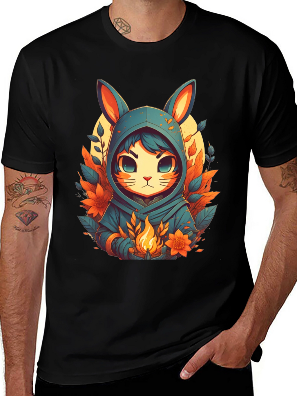 Anime Rabbit Hooded T-Shirt