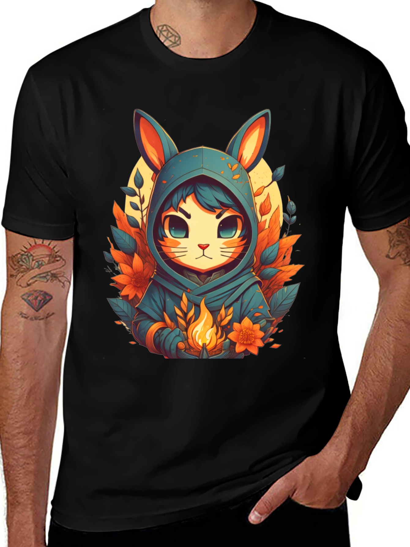 Anime Rabbit Hooded T-Shirt