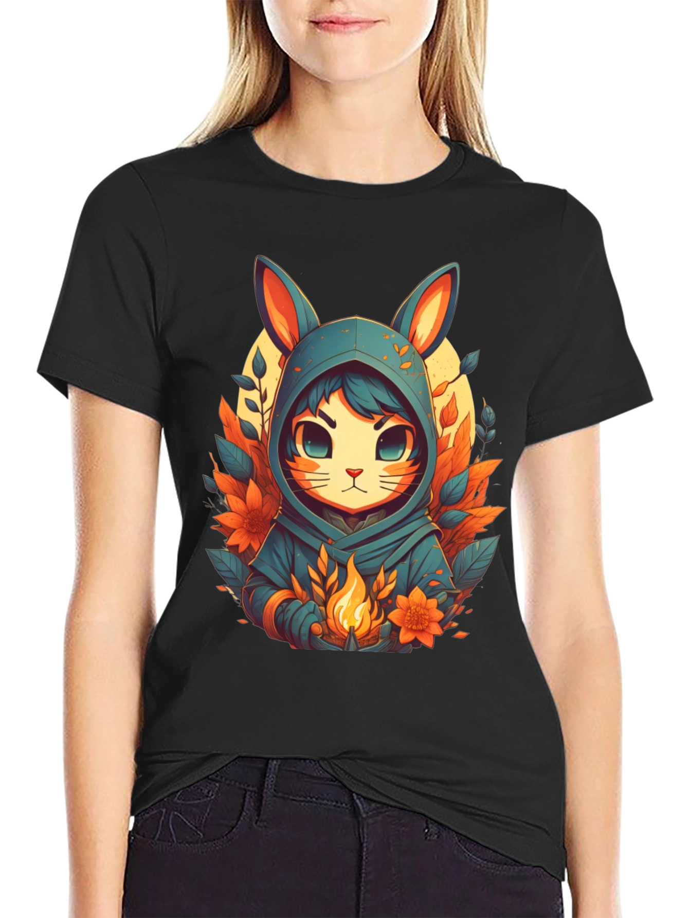 Anime Rabbit Hooded T-Shirt