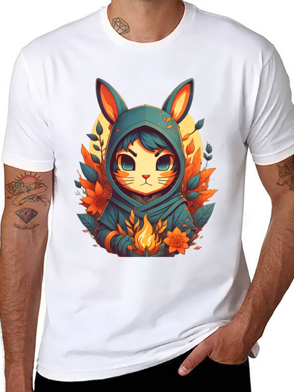 Anime Rabbit Hooded T-Shirt