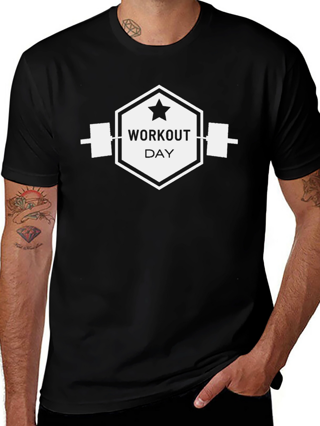 Workout Day Black Graphic Tee - Gym Motivation