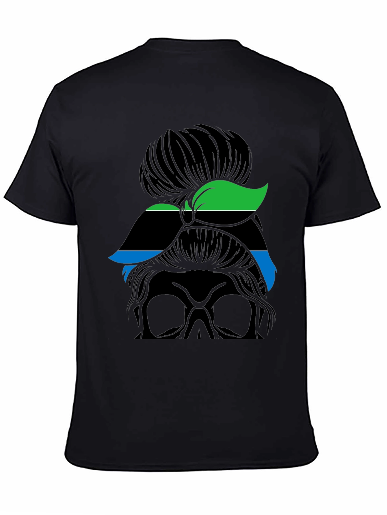 Skull Woman Graphic Tee - Black Crew Neck Casual Shirt