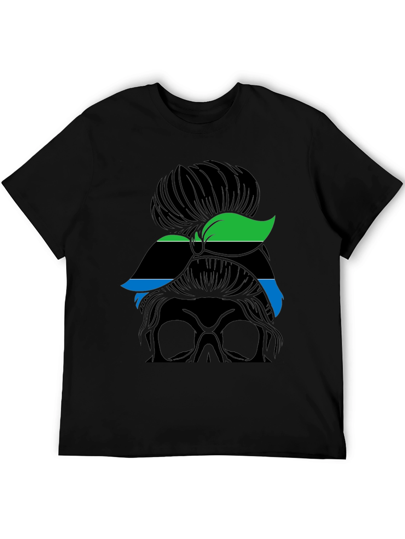 Skull Woman Graphic Tee - Black Crew Neck Casual Shirt