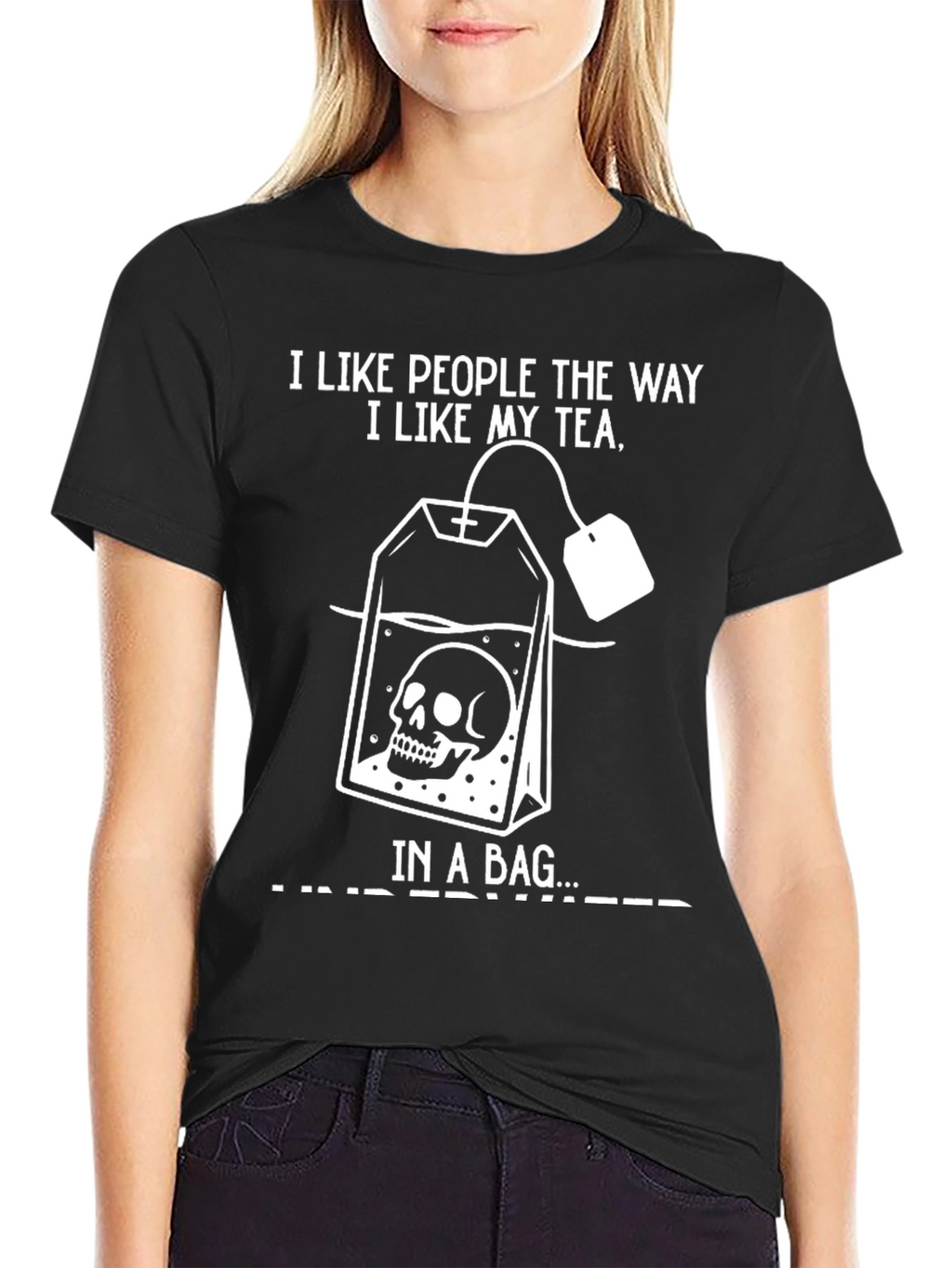 Funny Tea Skull Graphic T-Shirt - Dark Humor