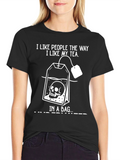 Funny Tea Skull Graphic T-Shirt - Dark Humor