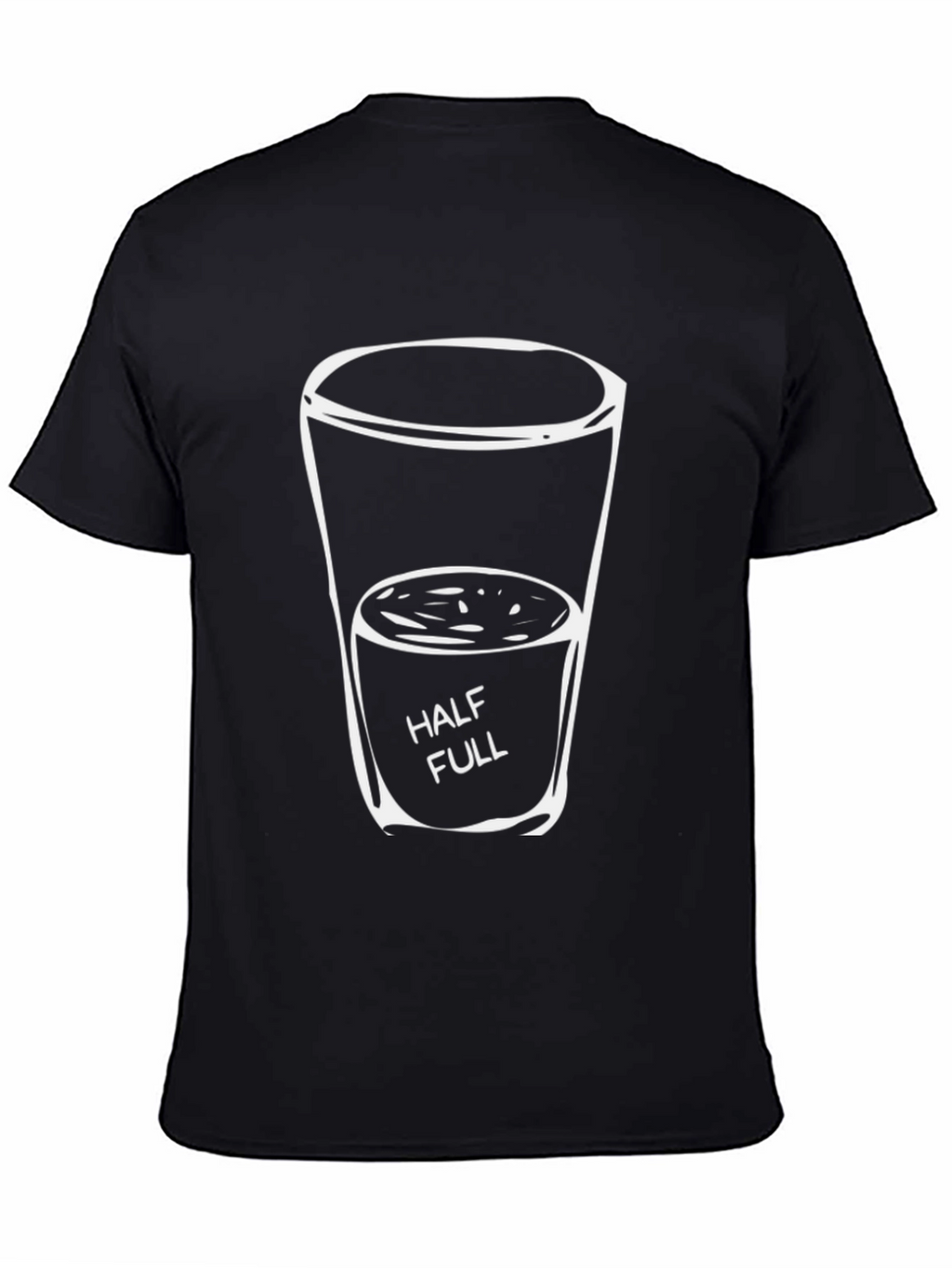 Optimistic Half Full Glass Graphic Tee - Black