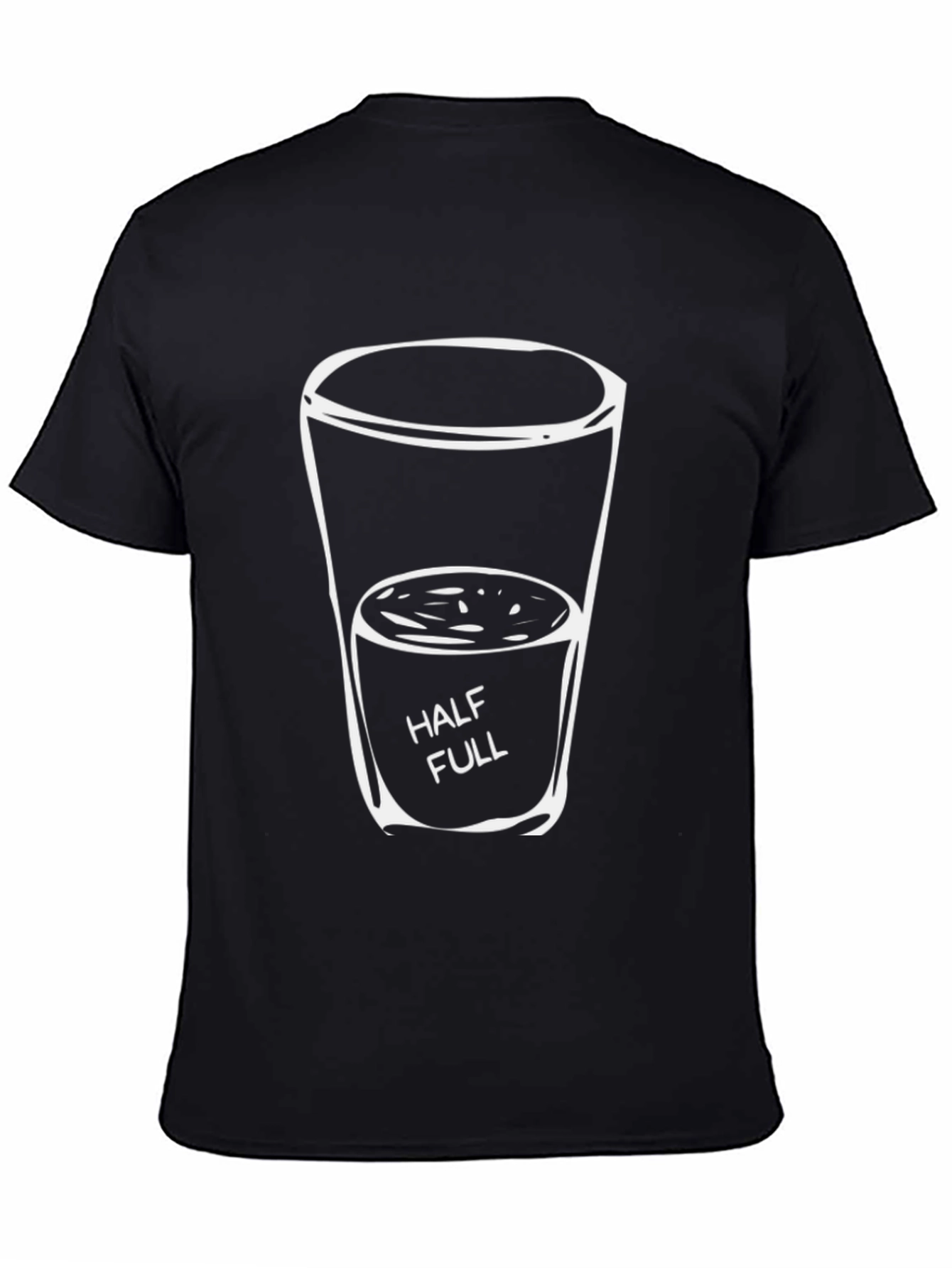 Optimistic Half Full Glass Graphic Tee - Black