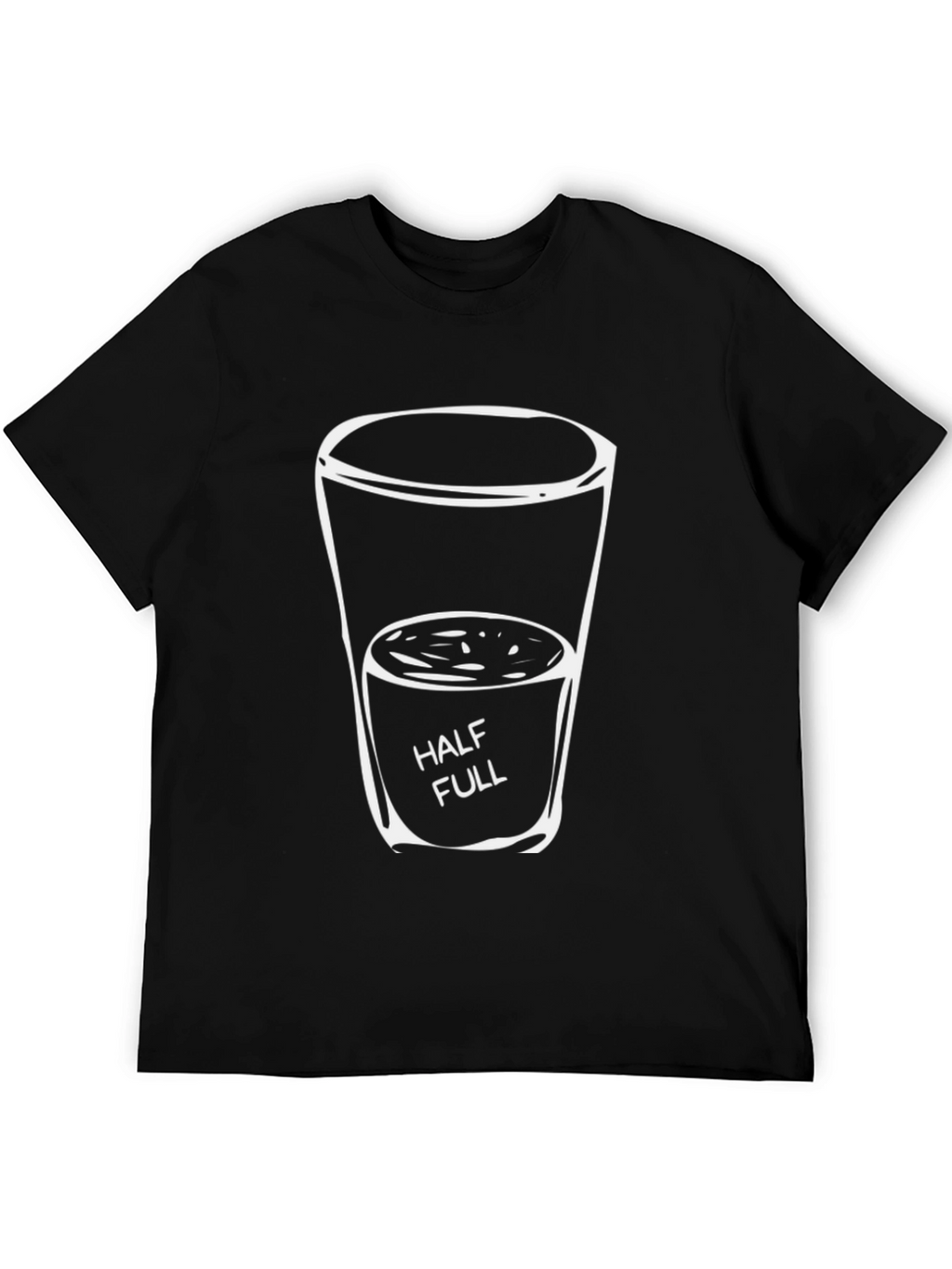 Optimistic Half Full Glass Graphic Tee - Black