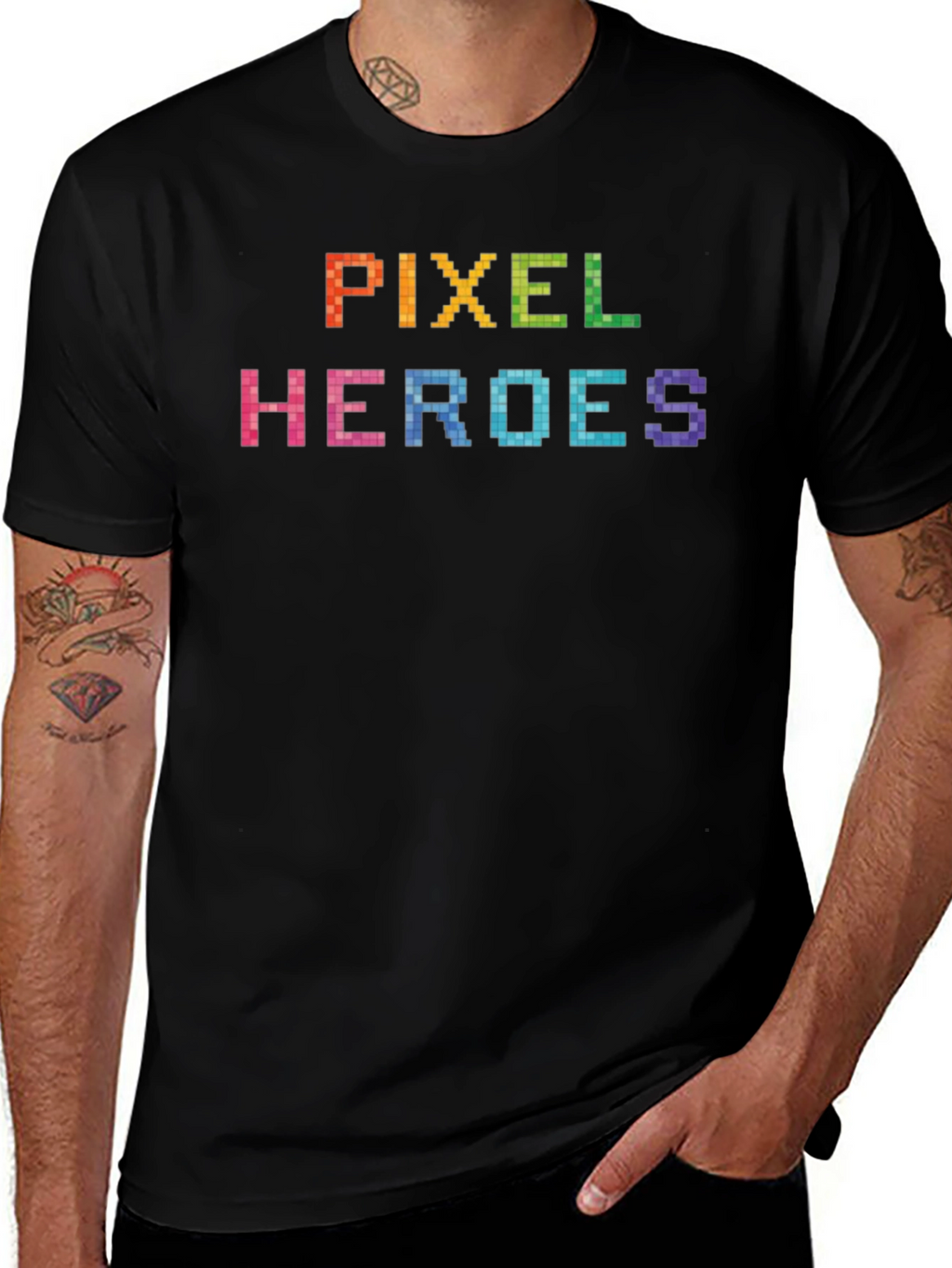 Pixel Heroes Graphic T-Shirt - Black