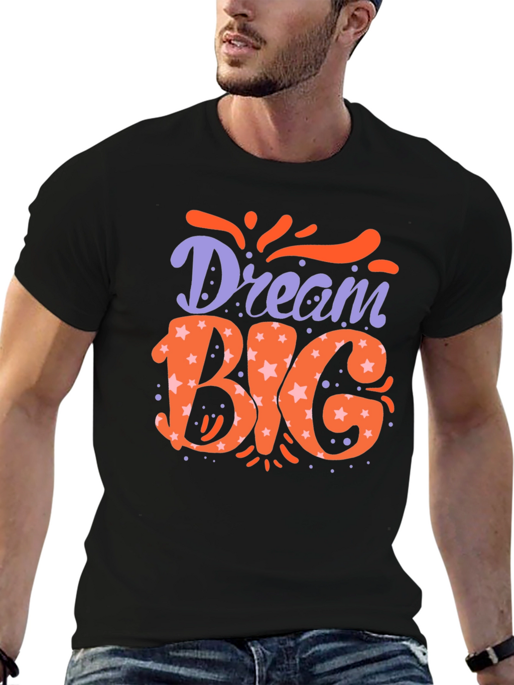 Dream Big Graphic Tee - Trendy Mens Black T-Shirt