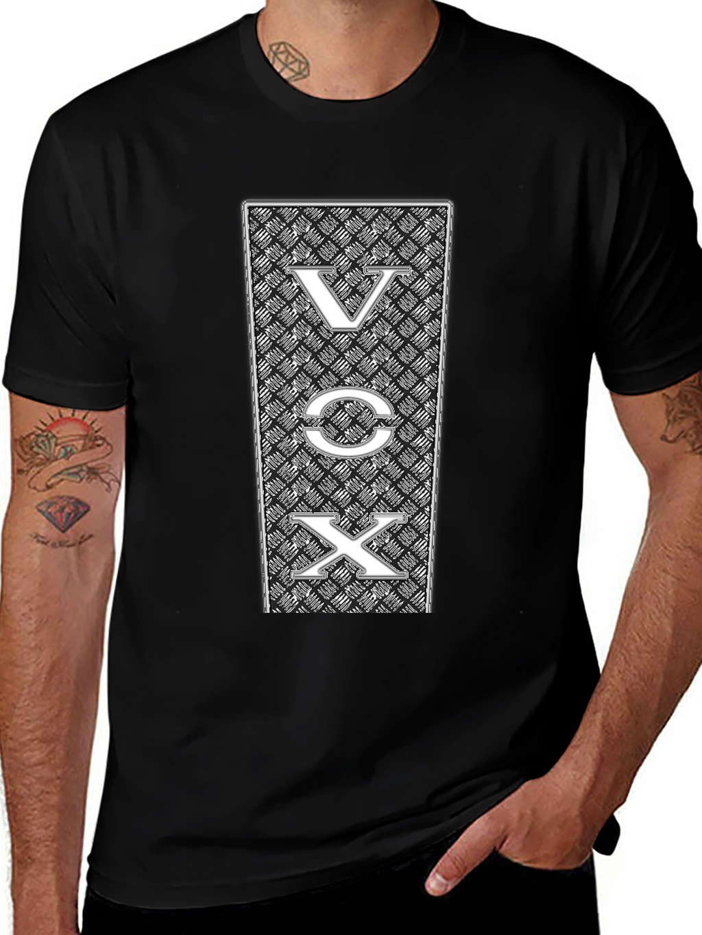 VOX Graphic Print Black T-Shirt