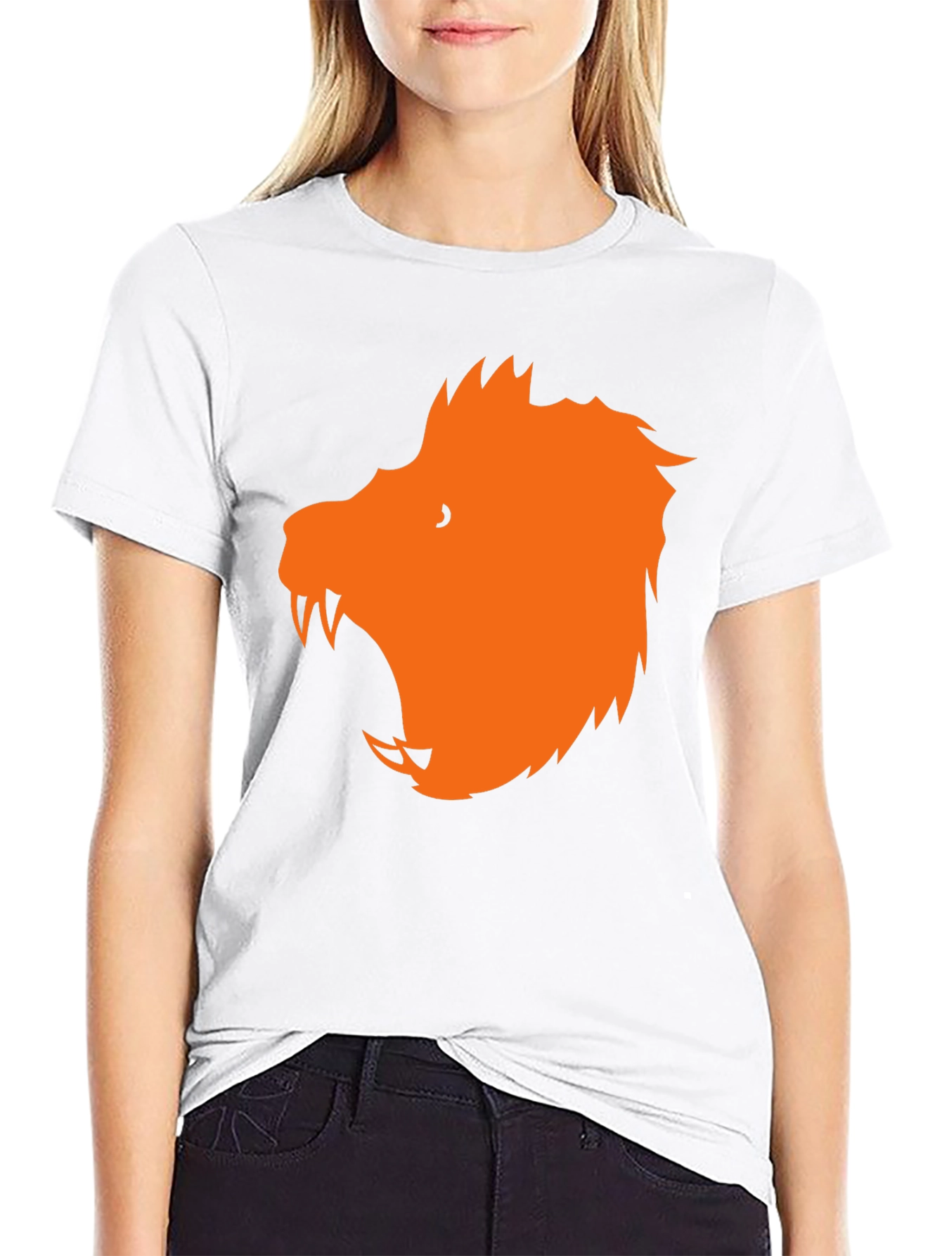 Black T-Shirt with Orange Wolf Graphic