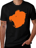Black T-Shirt with Orange Wolf Graphic