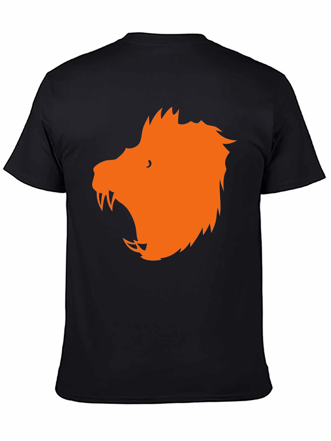 Black T-Shirt with Orange Wolf Graphic