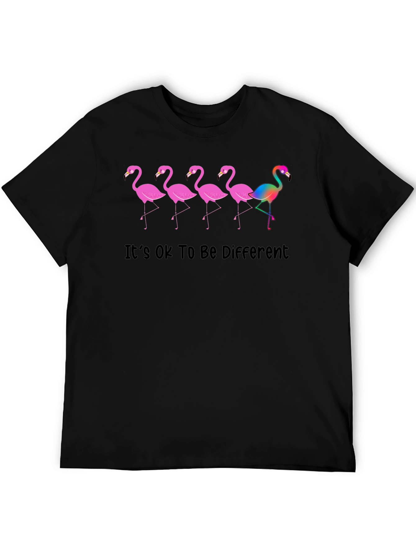 Be Different Flamingo Graphic Tee - Black Cotton