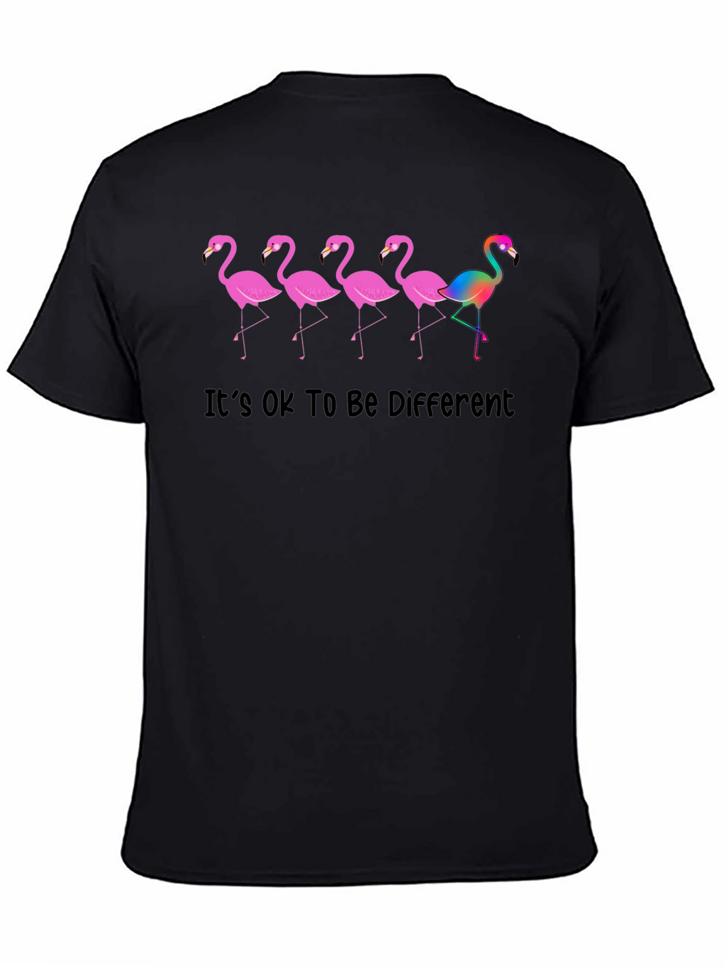 Be Different Flamingo Graphic Tee - Black Cotton