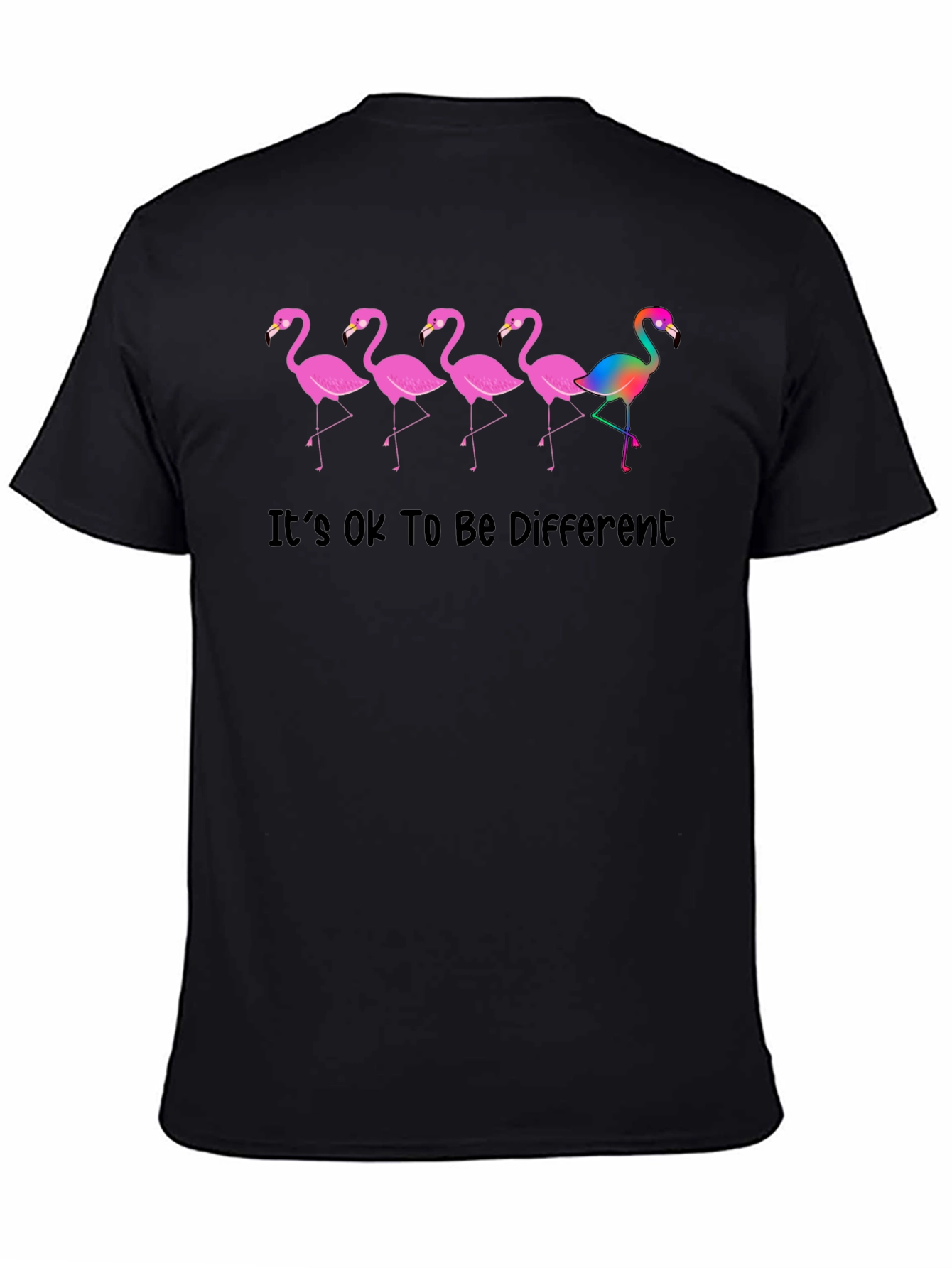 Be Different Flamingo Graphic Tee - Black Cotton