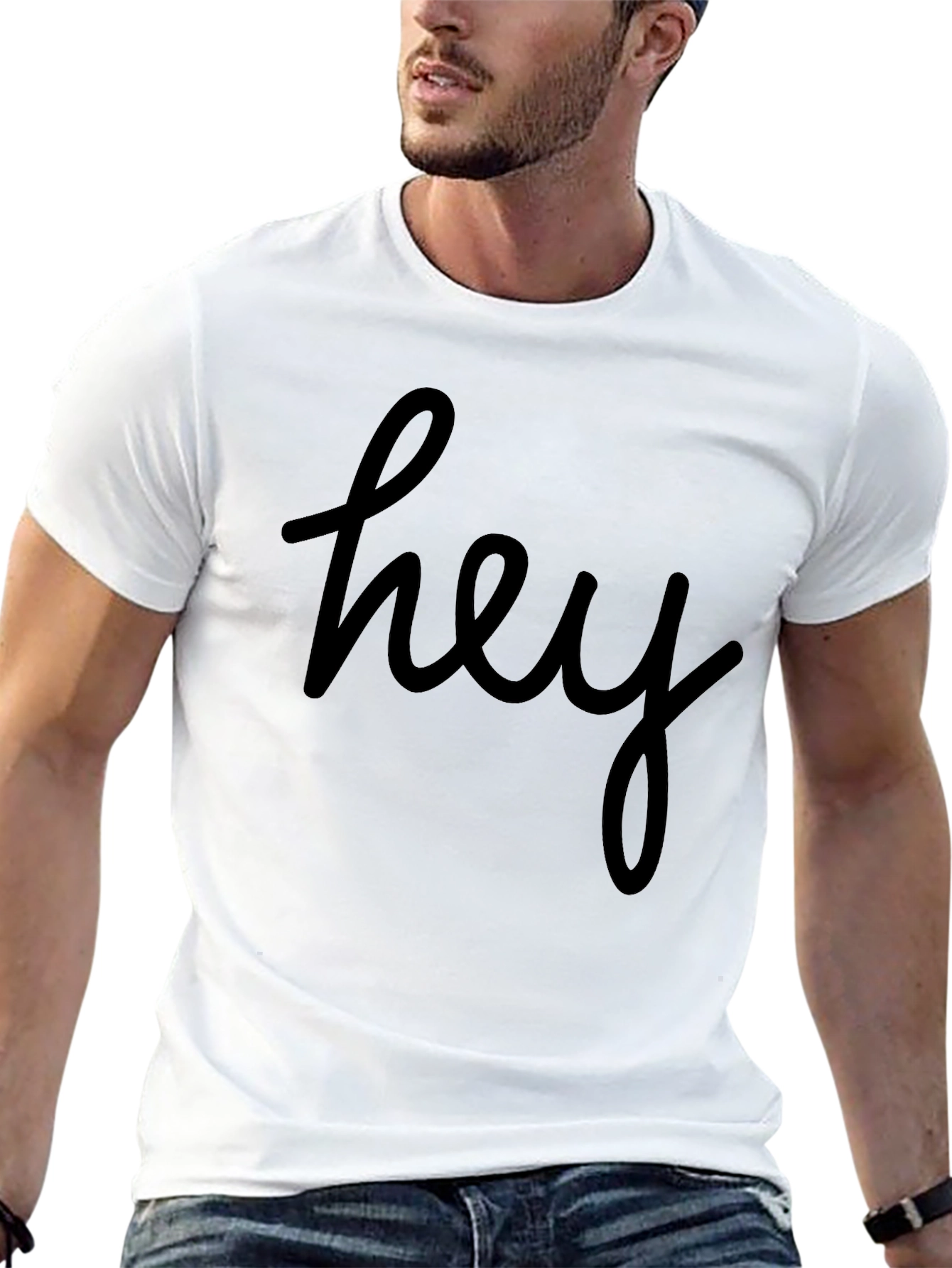 Hey Script Graphic Tee - Casual Comfort