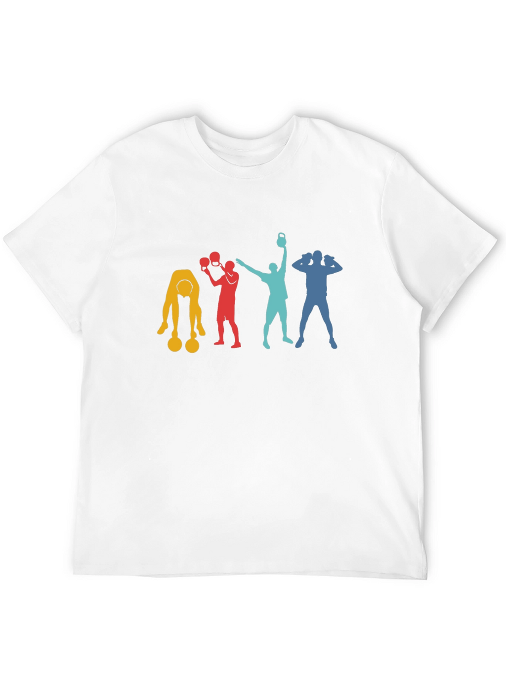 Retro Gym Workout T-Shirt - Fitness Silhouette Design