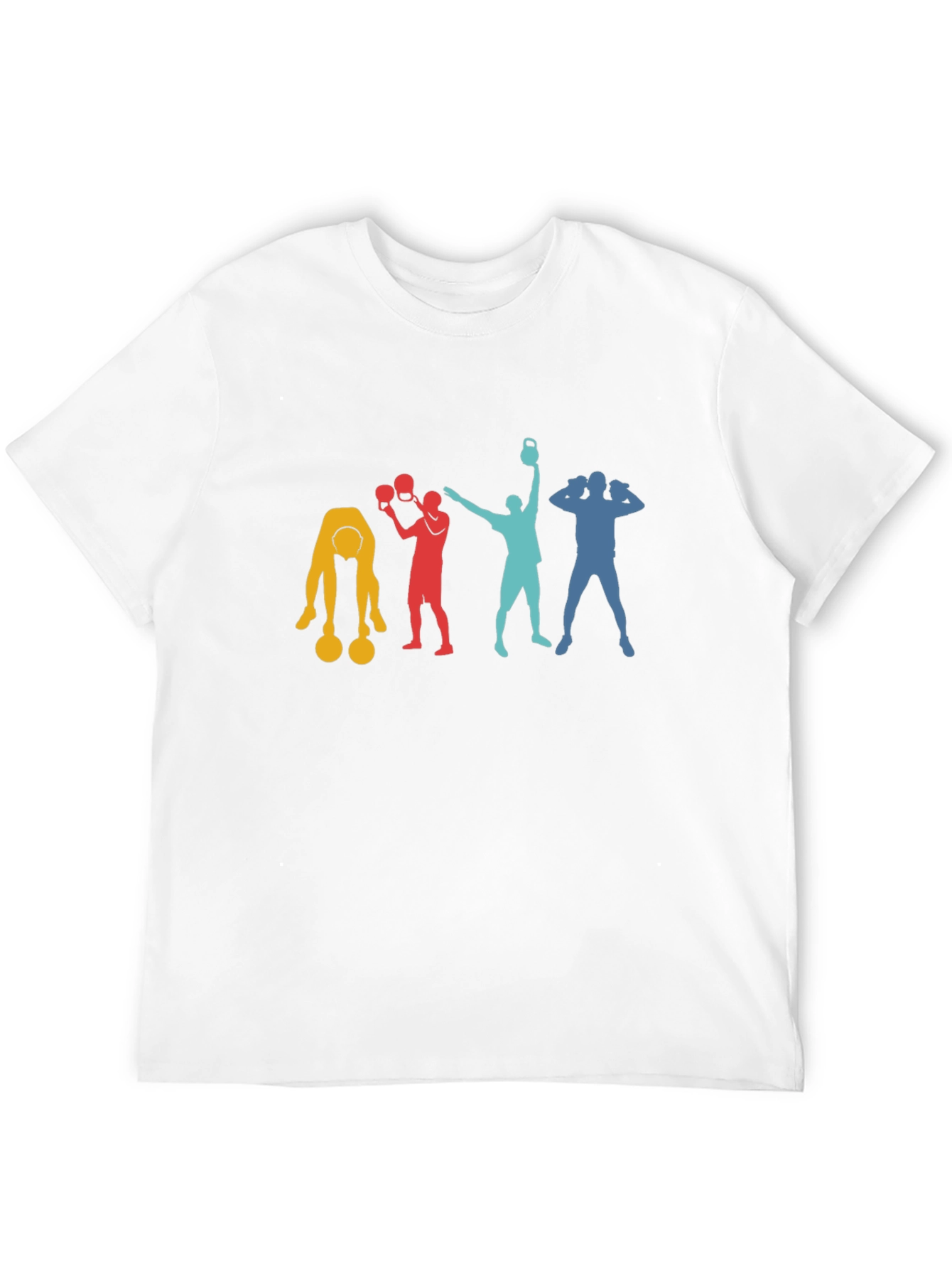 Retro Gym Workout T-Shirt - Fitness Silhouette Design