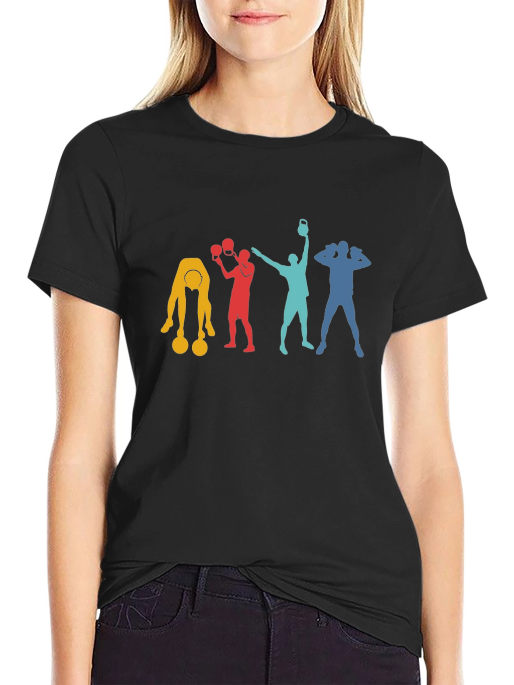 Retro Gym Workout T-Shirt - Fitness Silhouette Design