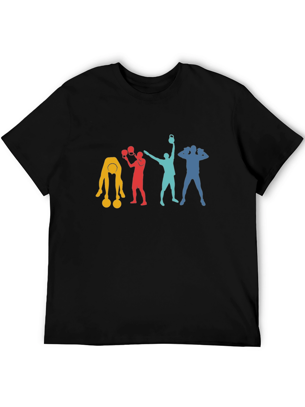 Retro Gym Workout T-Shirt - Fitness Silhouette Design