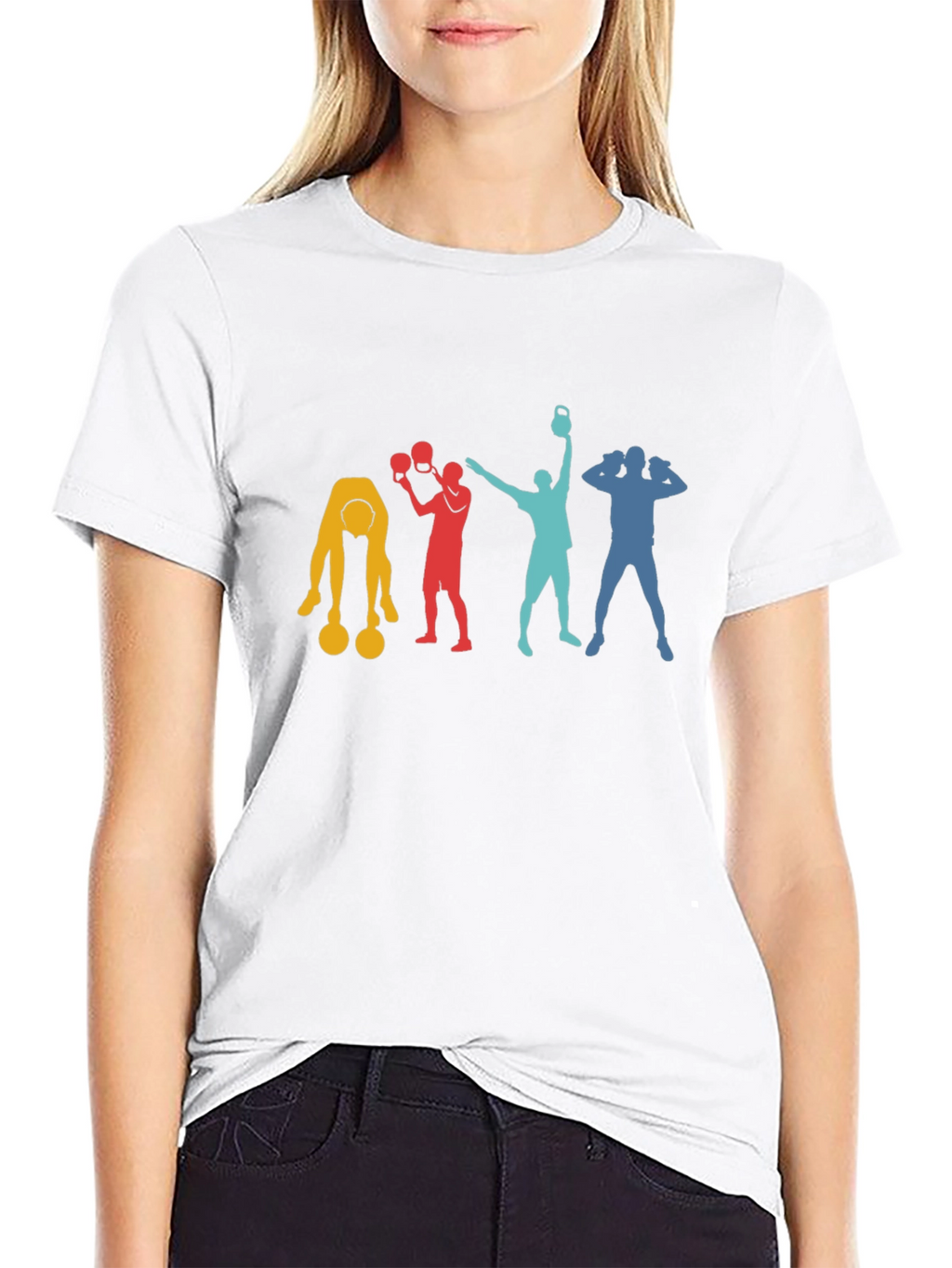Retro Gym Workout T-Shirt - Fitness Silhouette Design