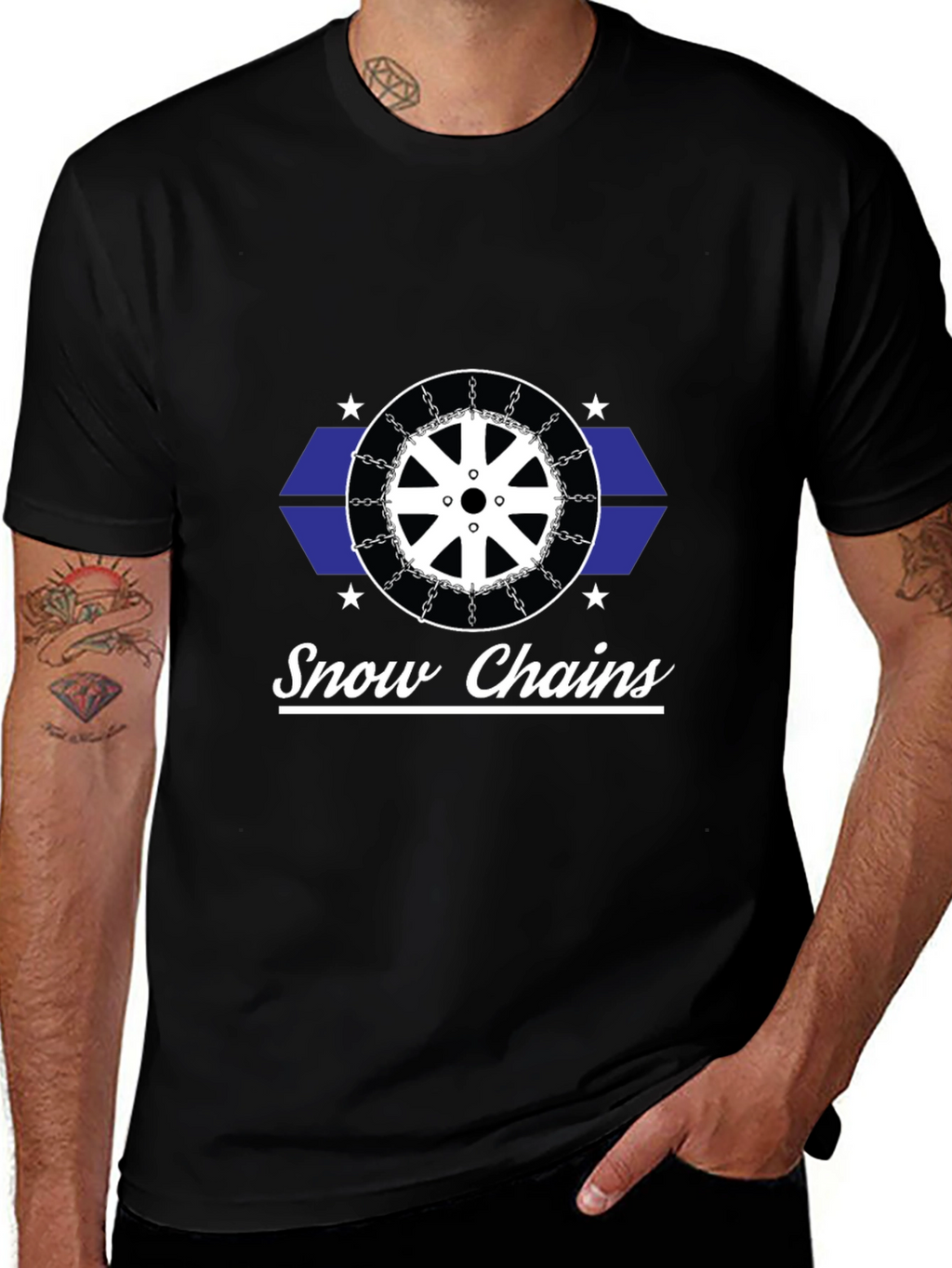 Snow Chains Graphic Black T-Shirt