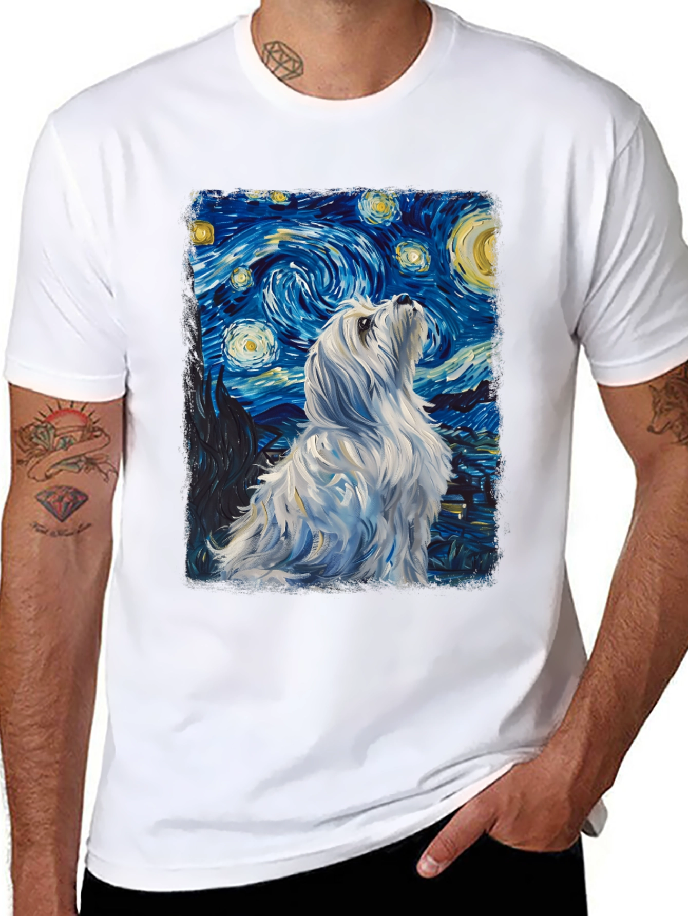 Starry Night Dog Graphic Tee