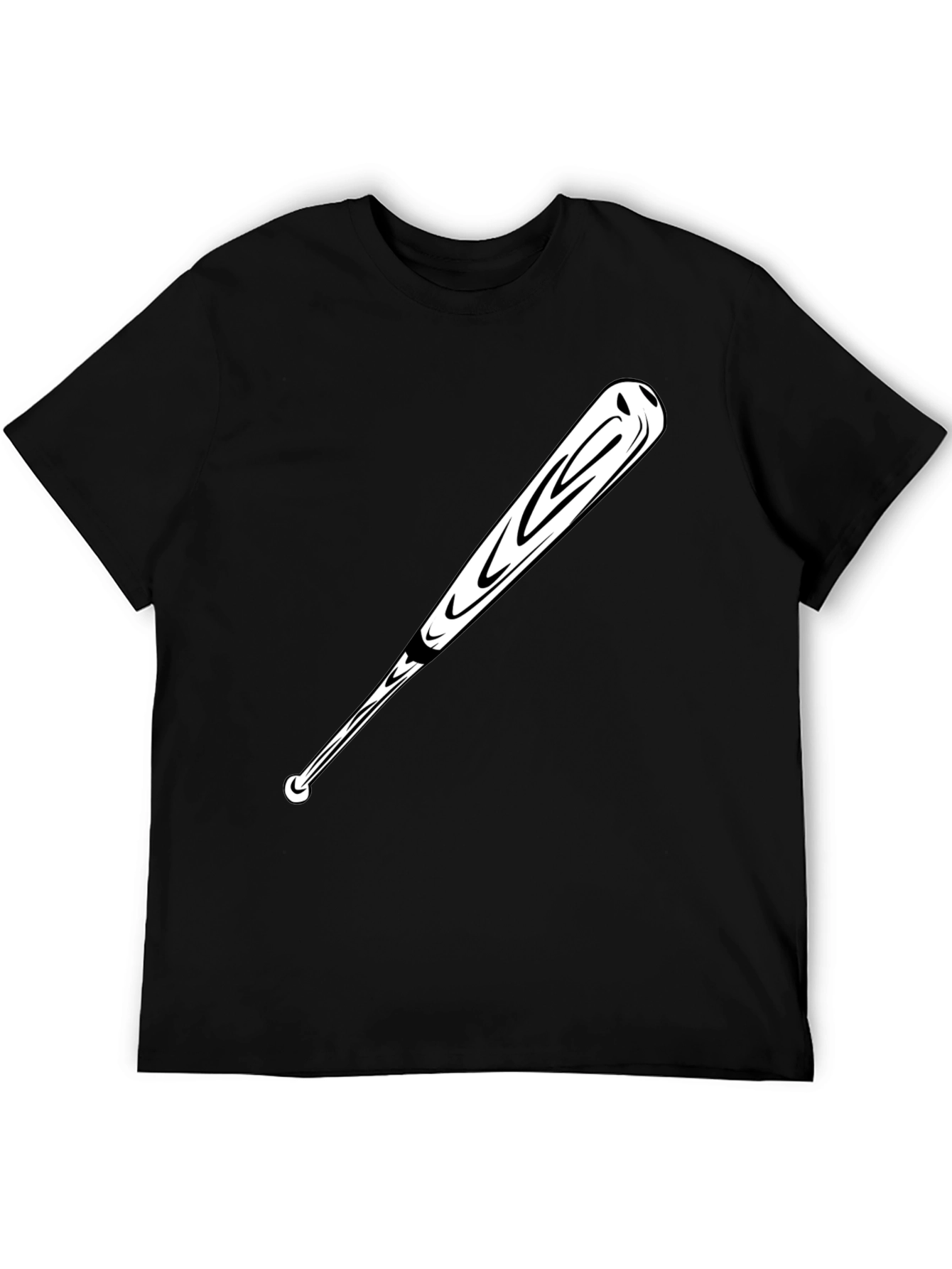 Baseball Bat Graphic Tee - Black Casual T-Shirt